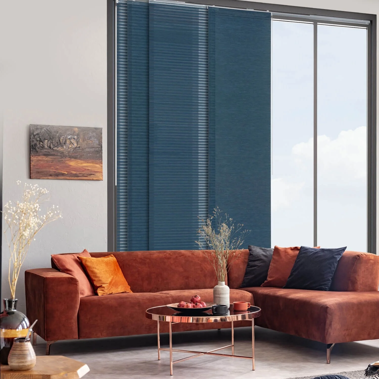 GoDear Design Natural Woven Adjustable Sliding Panel Track Blinds, Vertical Blinds, Cosmos Series, 45.8