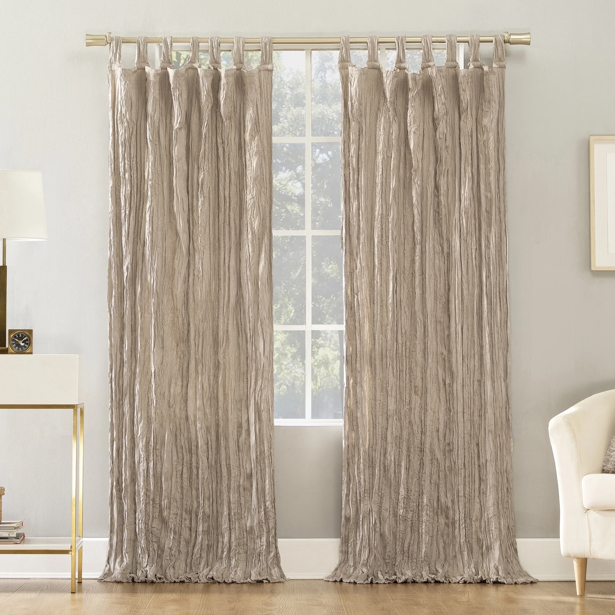 No. 918 Odelia Distressed Velvet Tab Top Curtain Panel, Single Panel