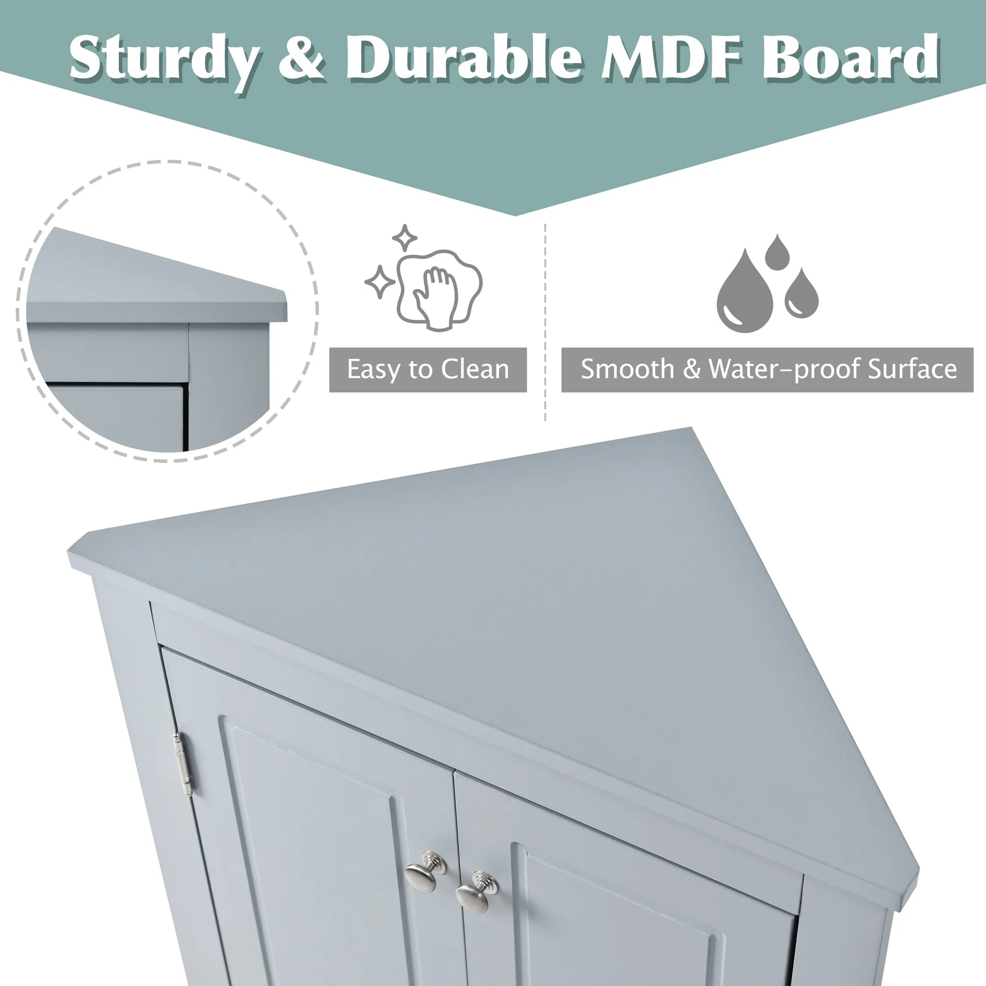 17.2 in. W x 17.2 in. D Triangle Bathroom Storage Cabinet with Adjustable Shelves