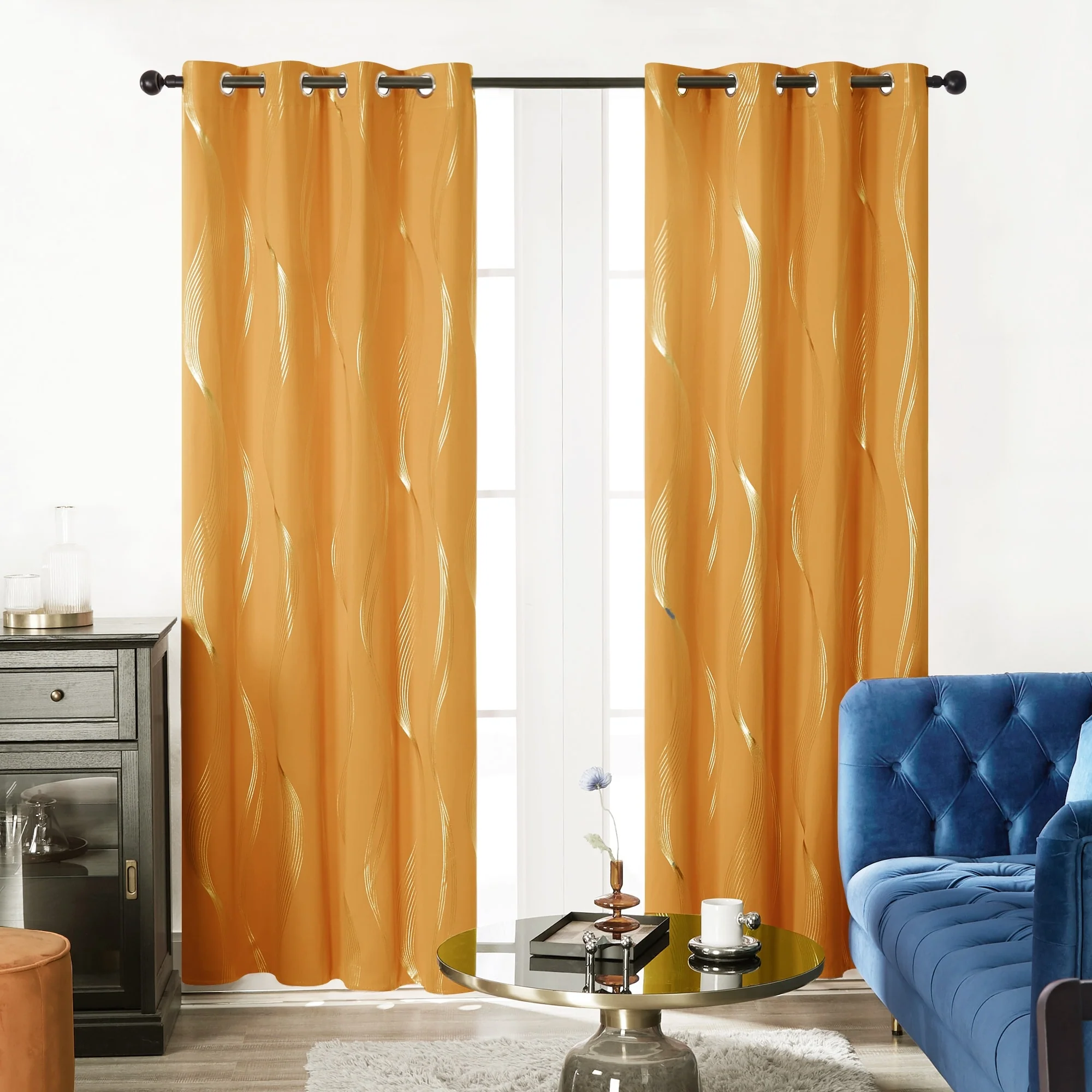 Deconovo Silver Wave 52 Width Curtain Panel Pair (2 Panel)