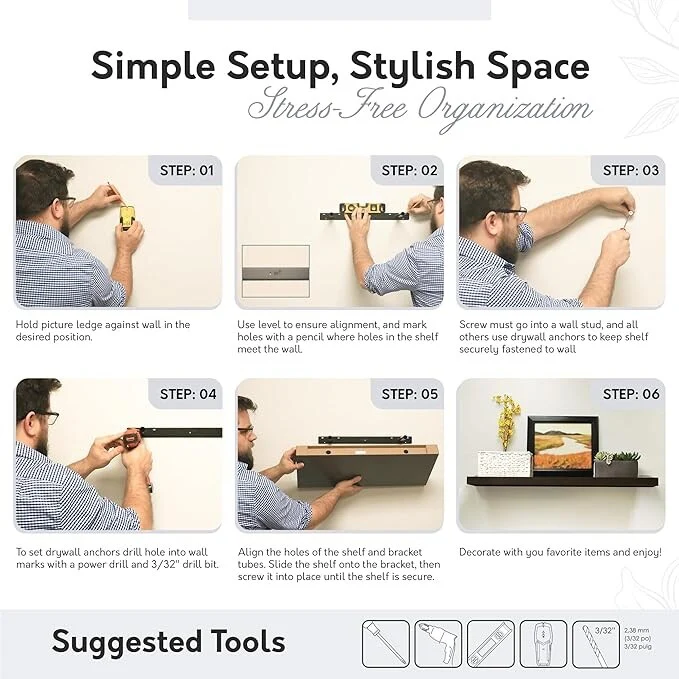 InPlace 47.24-inch Espresso Wall Mounted Floating Shelf - 47.24 inches wide x 10.2 inches deep