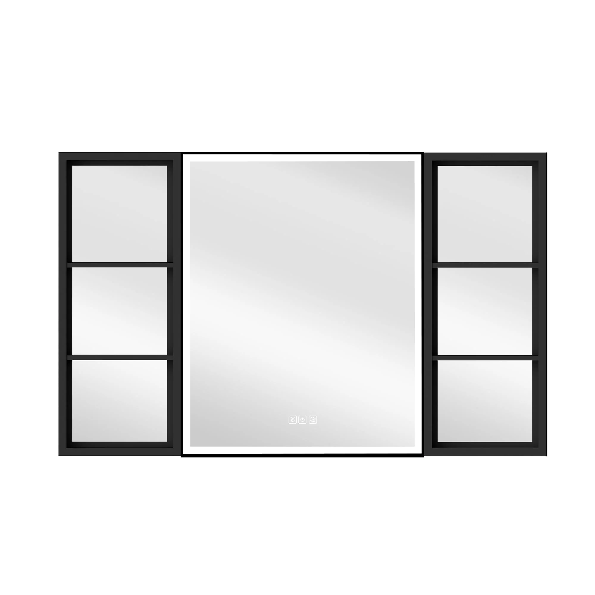 30 in. H Recessed or Surface Wall Mounted LED Mirror Cabinet With Black Side Cabinet