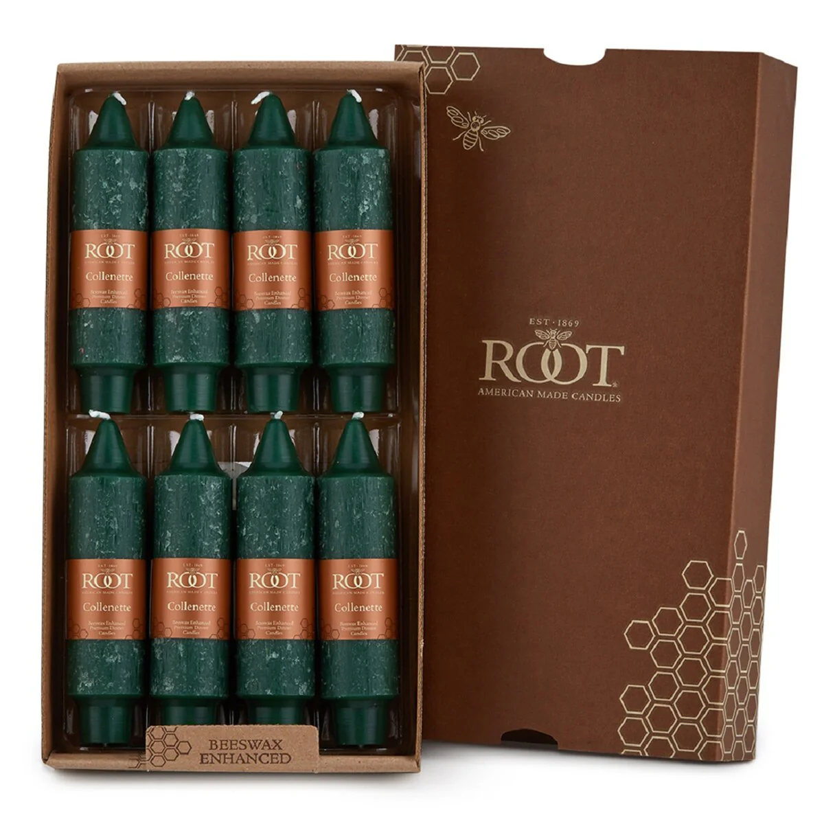 Root Unscented 5 In. Timberline™ Collenette Taper Candles box of 8 - 5 X 1-1/4