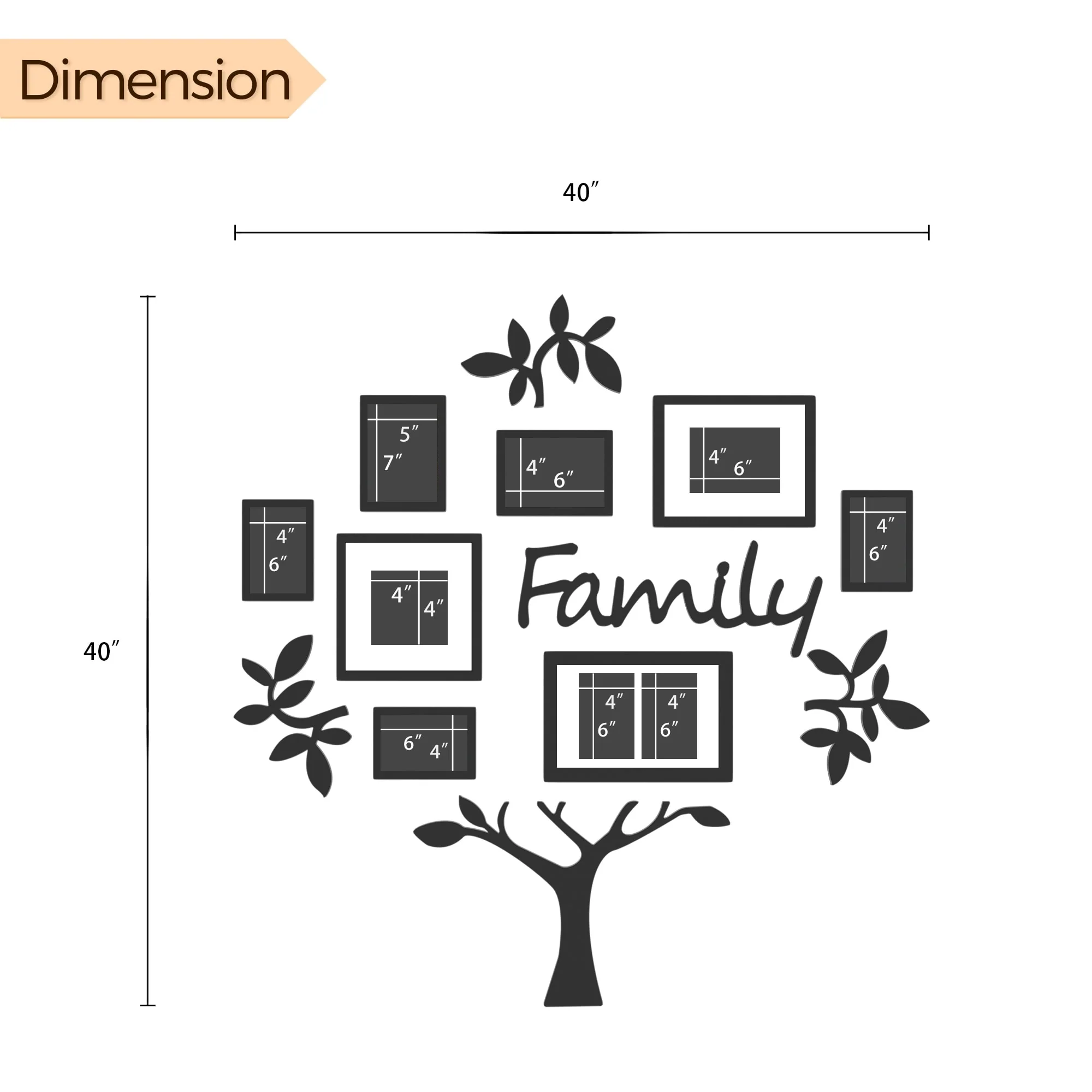 Contemporary Black Tree-Shaped PVC Photo Frame Composition by Jerry & Maggie