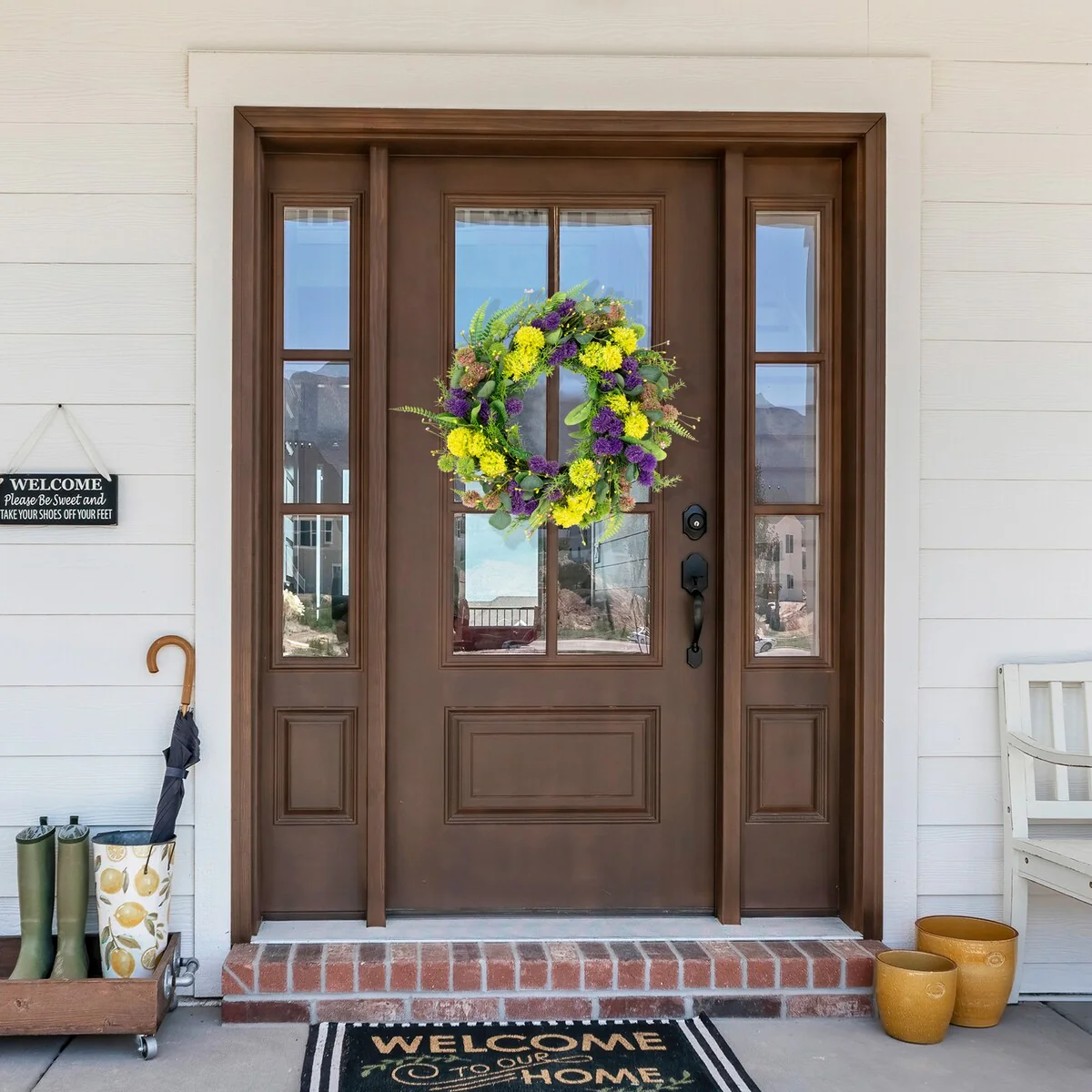 Mixed Foliage and Thistle Spring Wreath - 22