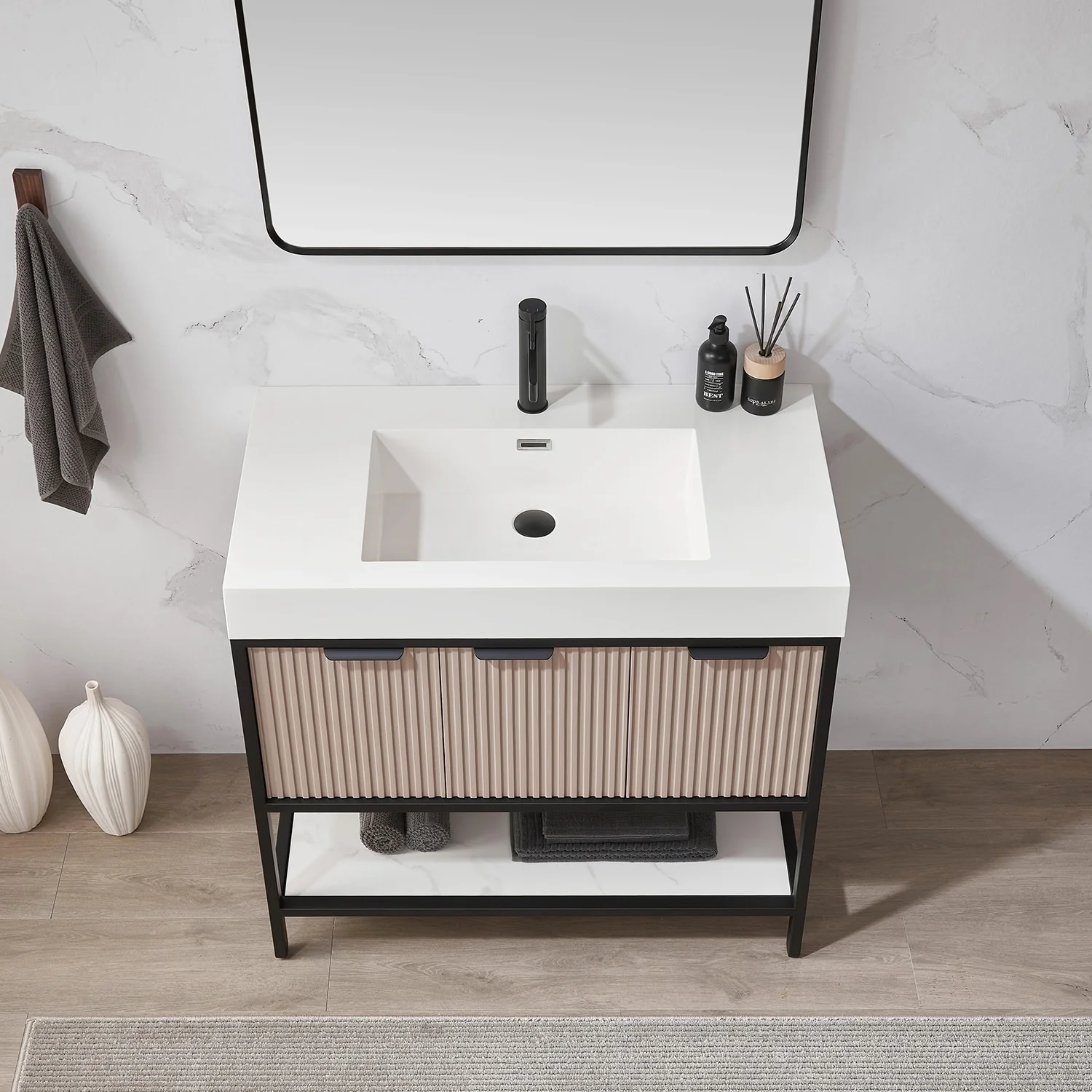 Marcilla 36 in. Single Sink Bath Vanity with Stone Sink Top