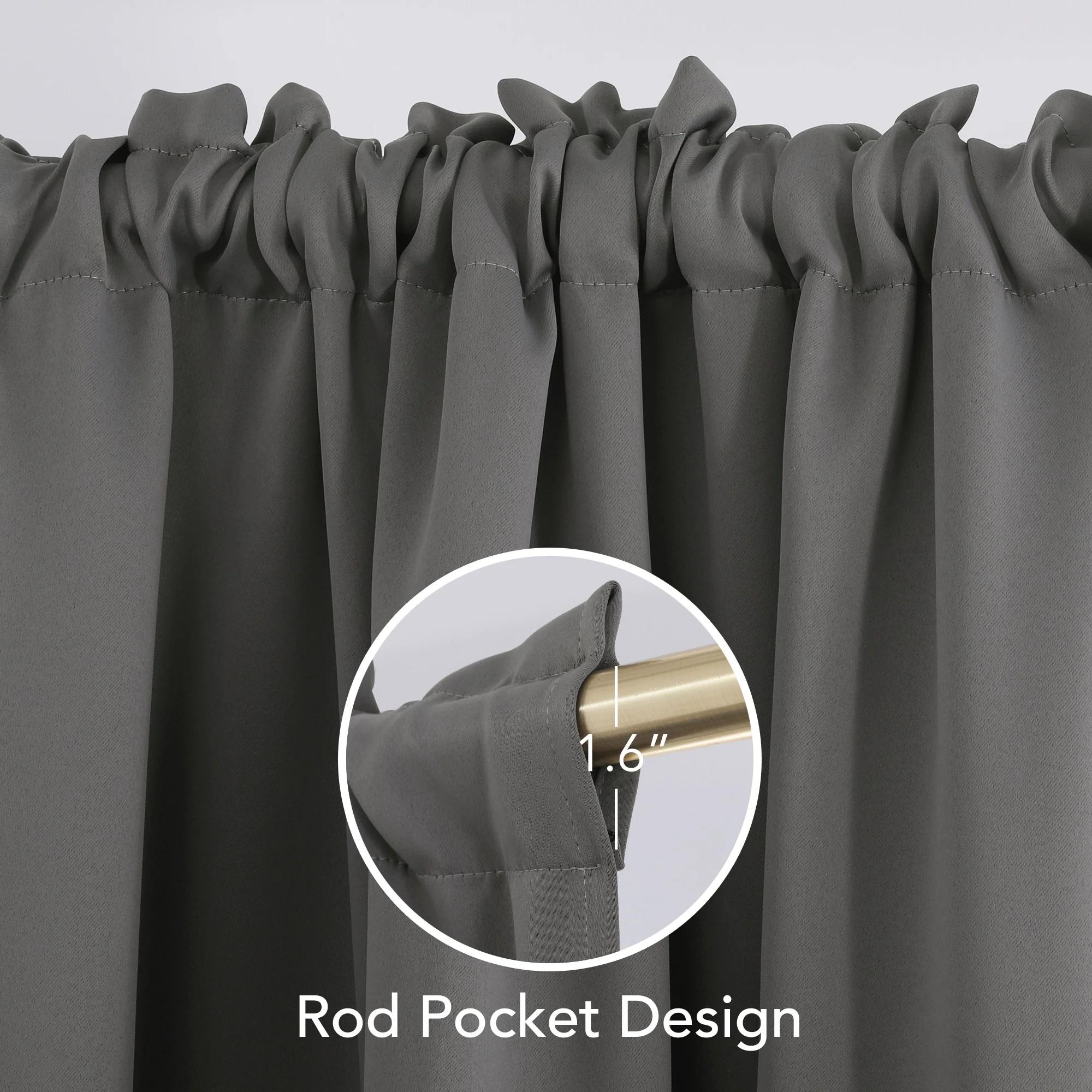 Deconovo Solid Rod Pocket Curtain Panel Pair (2 Panel)