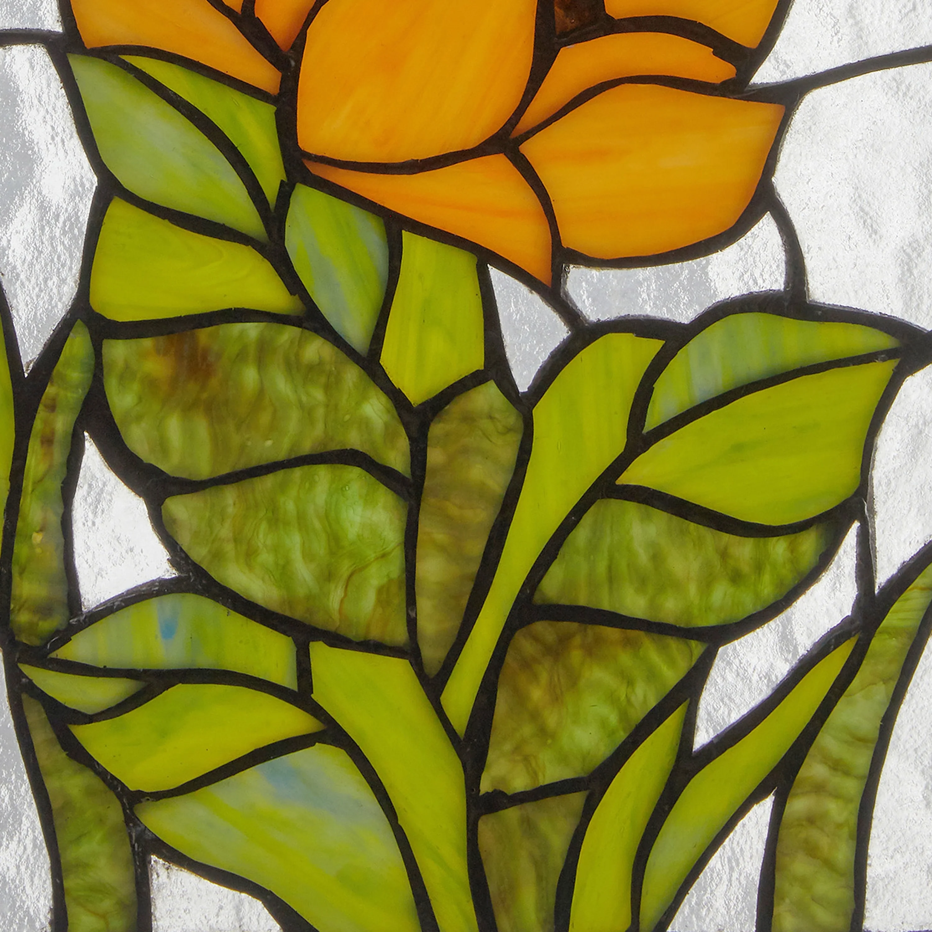 Single Sunflower River of Goods Stained Glass Vertical Window Panel