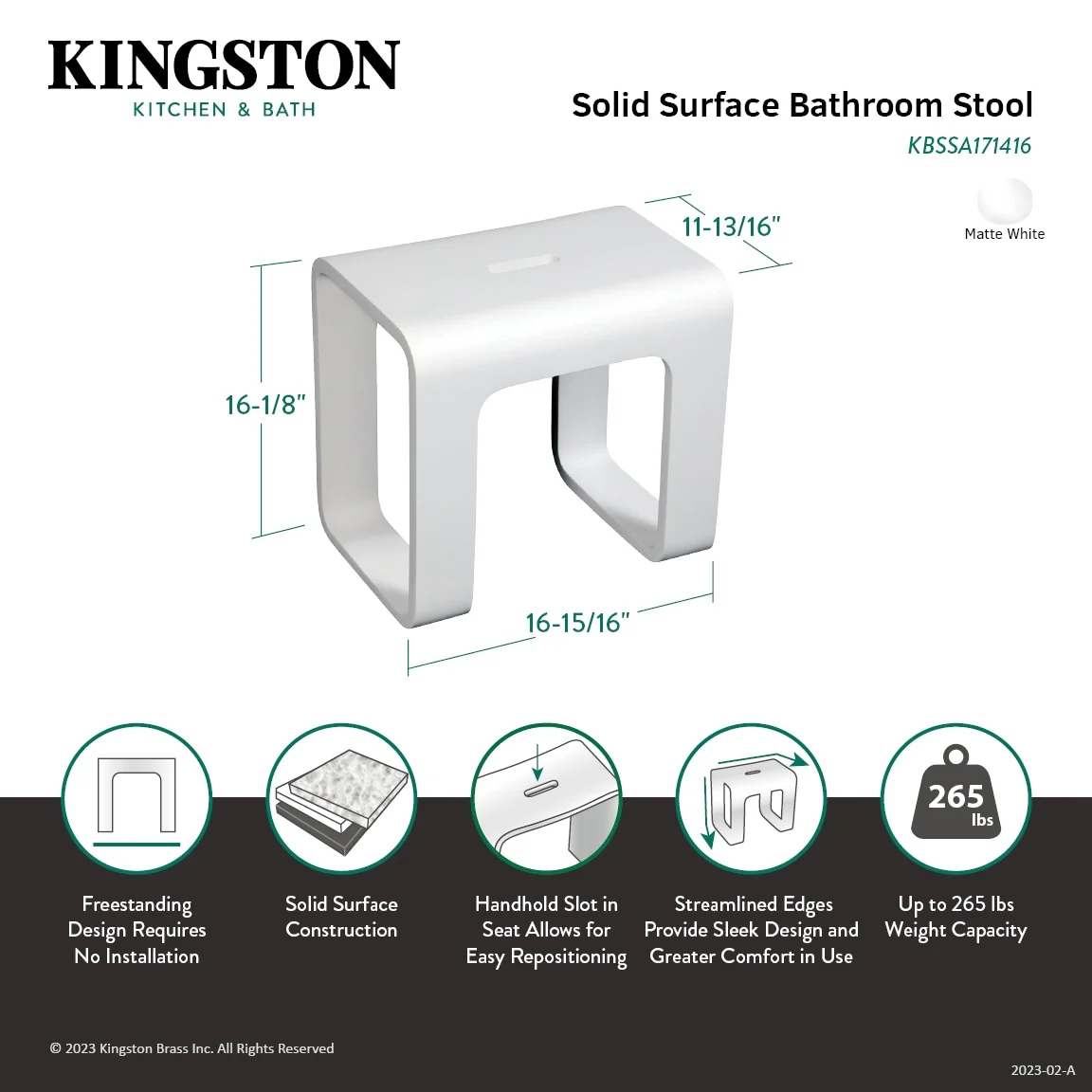 Descanso Solid Surface Bathroom Stool