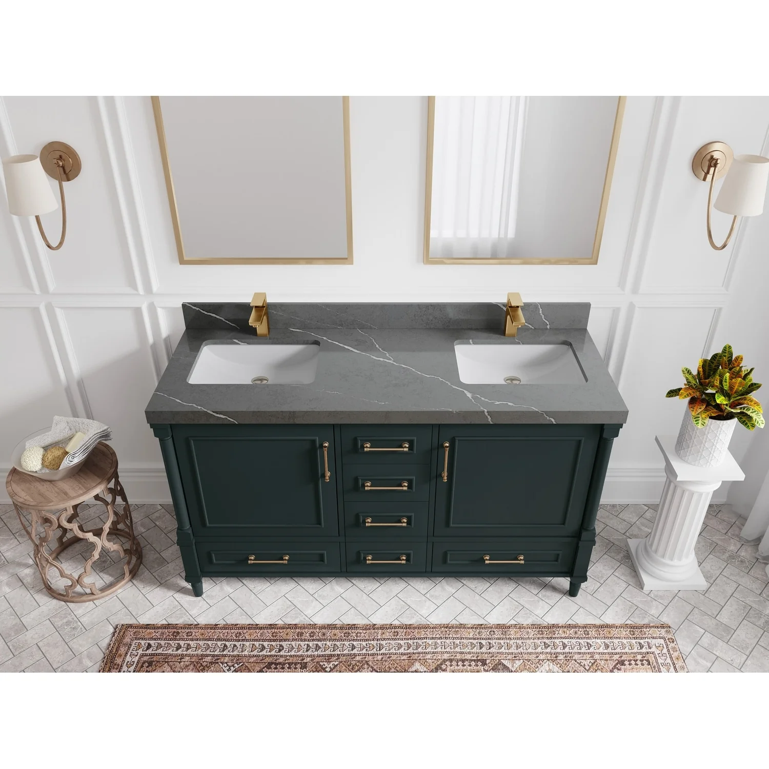 Willow Collections 60 in. W x 22 in. D Aberdeen Double Sink Bathroom Vanity with Countertop