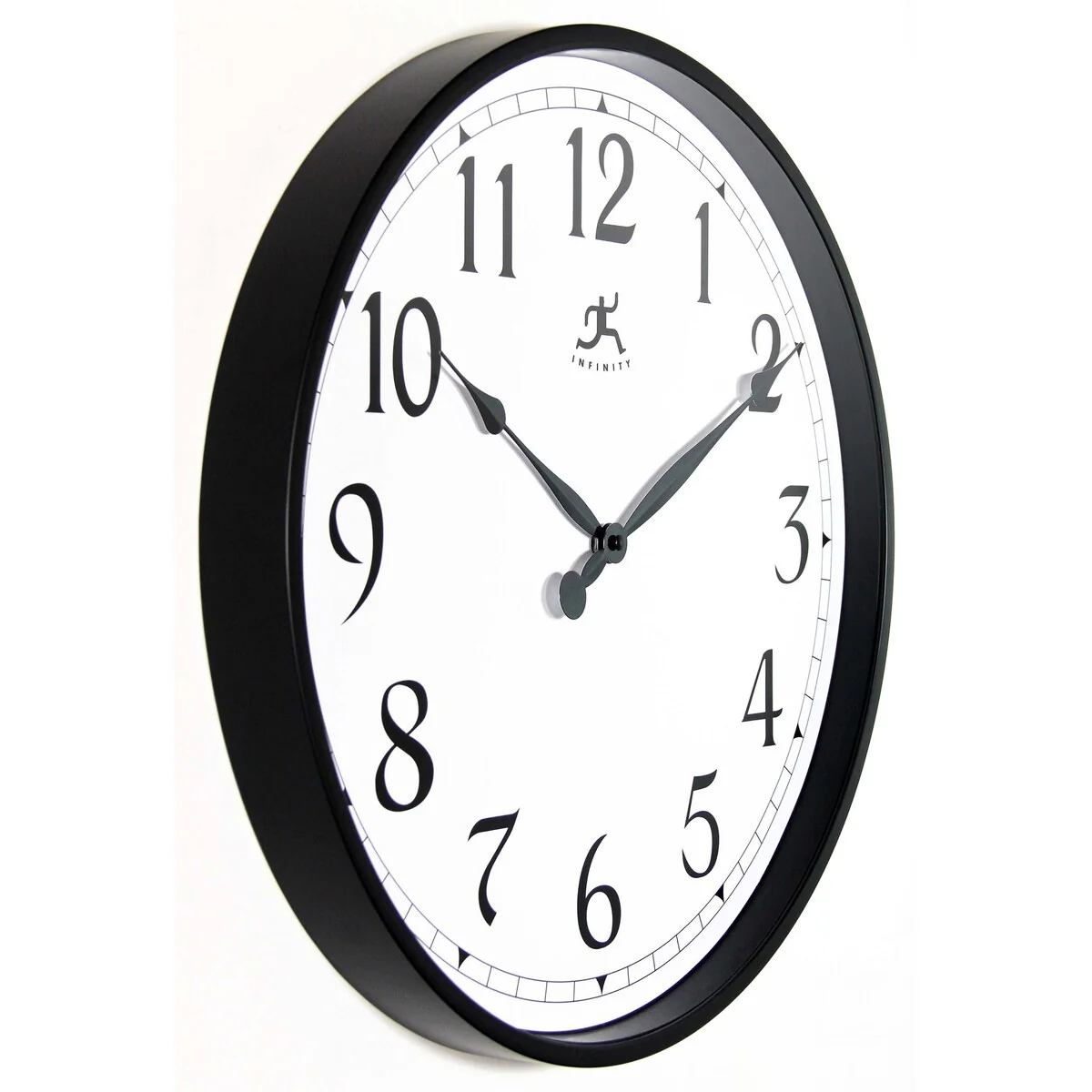 Black Office Clock Large Easy to Ready 18 inch Simple Wall Clock - 18 x 1.65 x 18