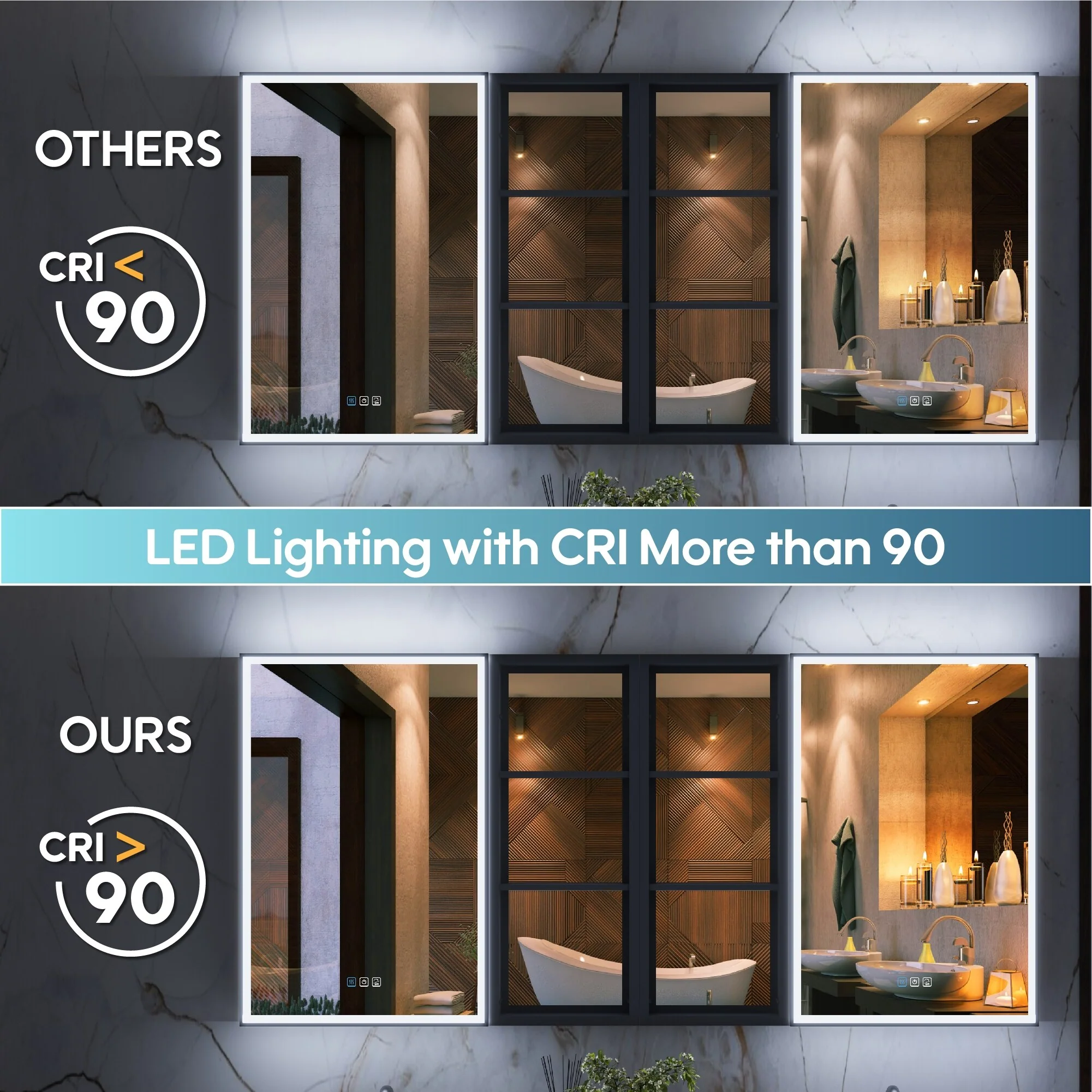 30 in. H Recessed or Surface Wall Mounted LED Mirror Cabinet With Black Side Cabinet