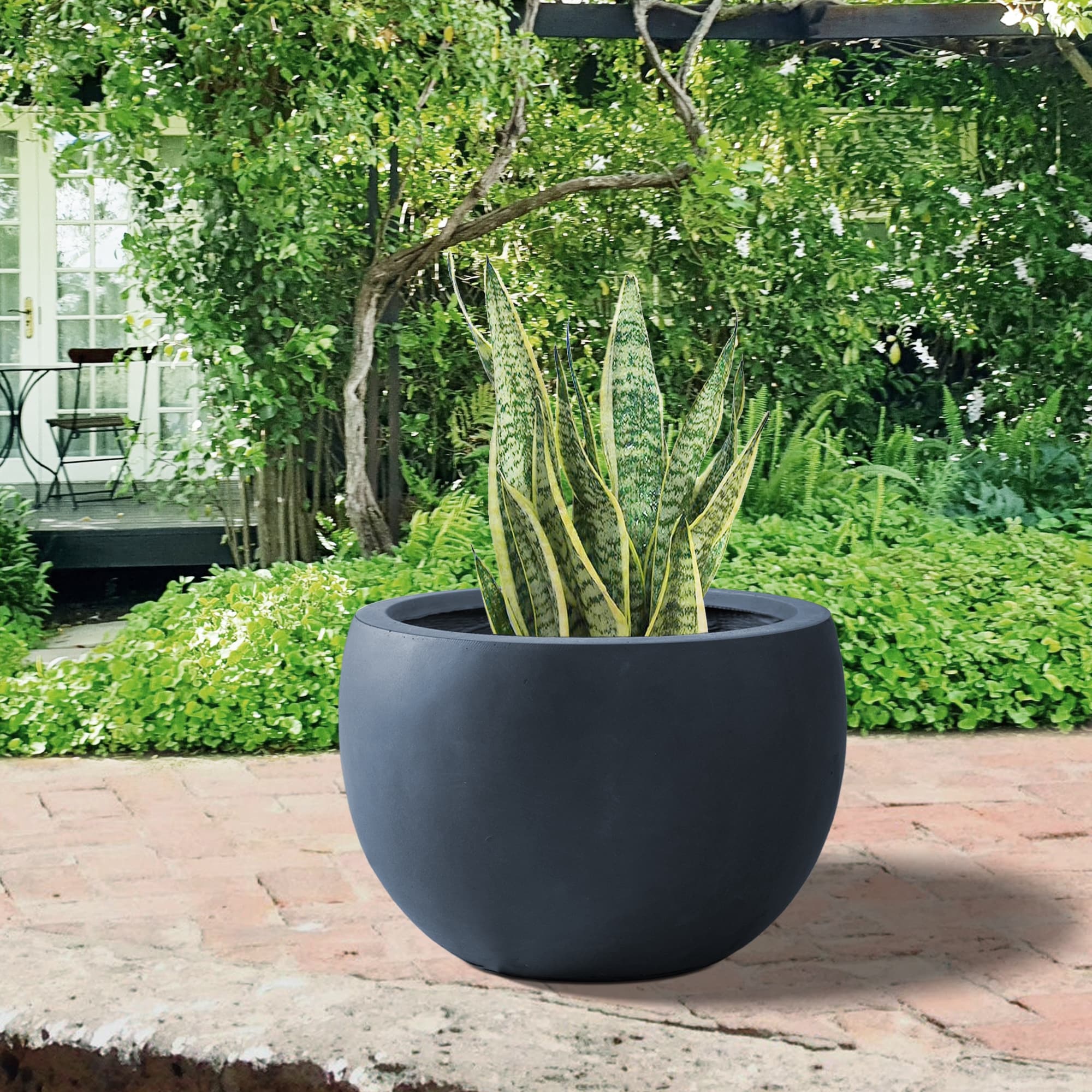 Durx-litecrete Lightweight Concrete Bowl Granite Planter-Small - 11.8'x11.8'x7.9'