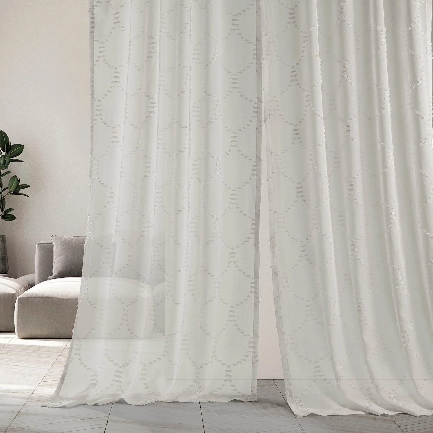Exclusive Fabrics Marseille Shell Patterned Linen Sheer Curtain (1 Panel)