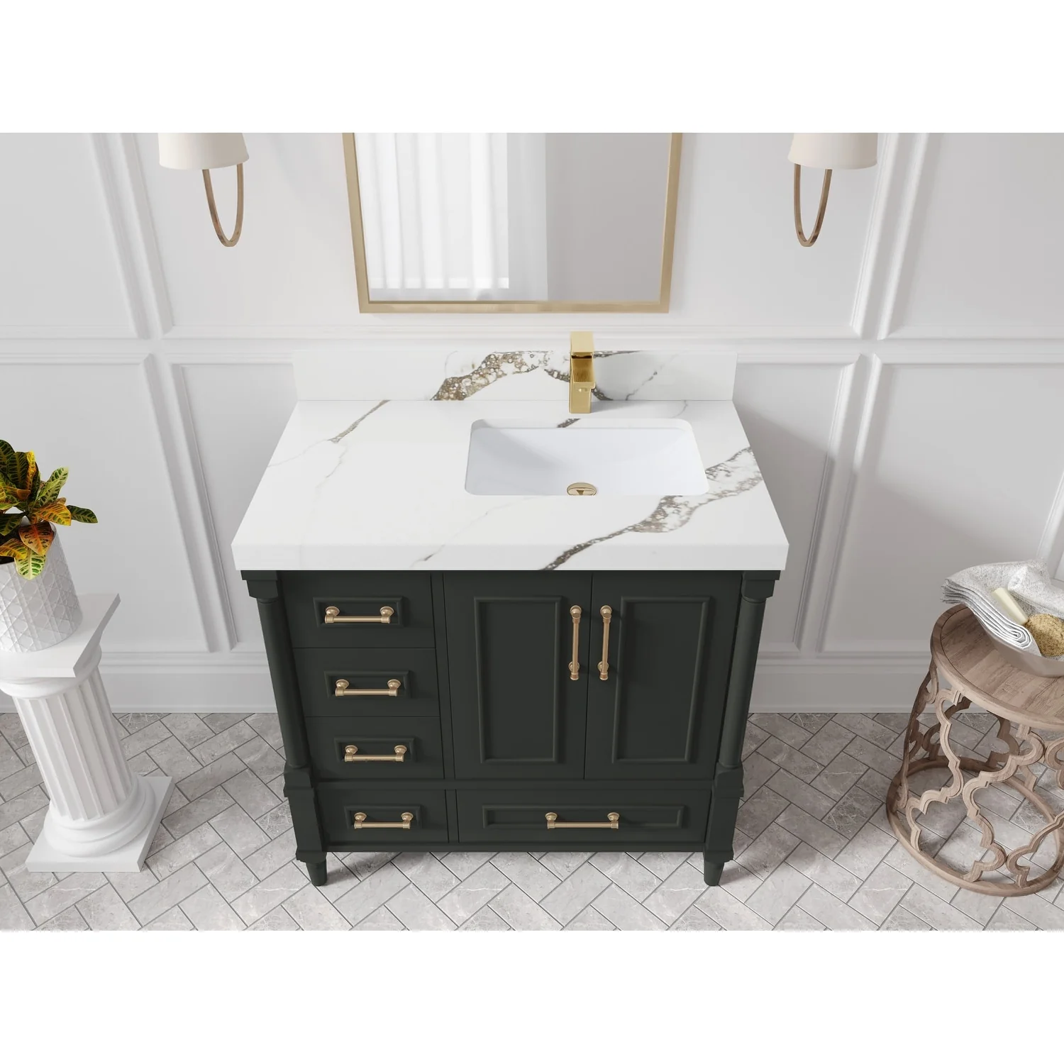 Willow Collections 36 in. W x 22 in. D Aberdeen Right Offset Sink Bathroom Vanity with Countertop