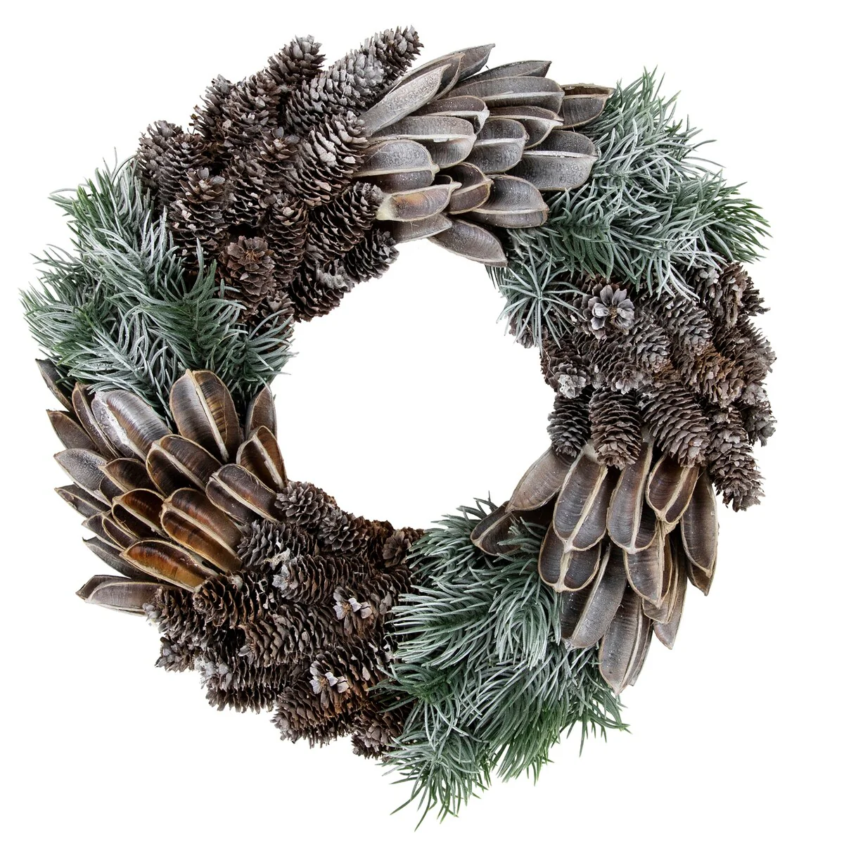 Brown and Green Pine Needle and Pine Cone Artificial Christmas Wreath 13.5-Inch Unlit - 13.5