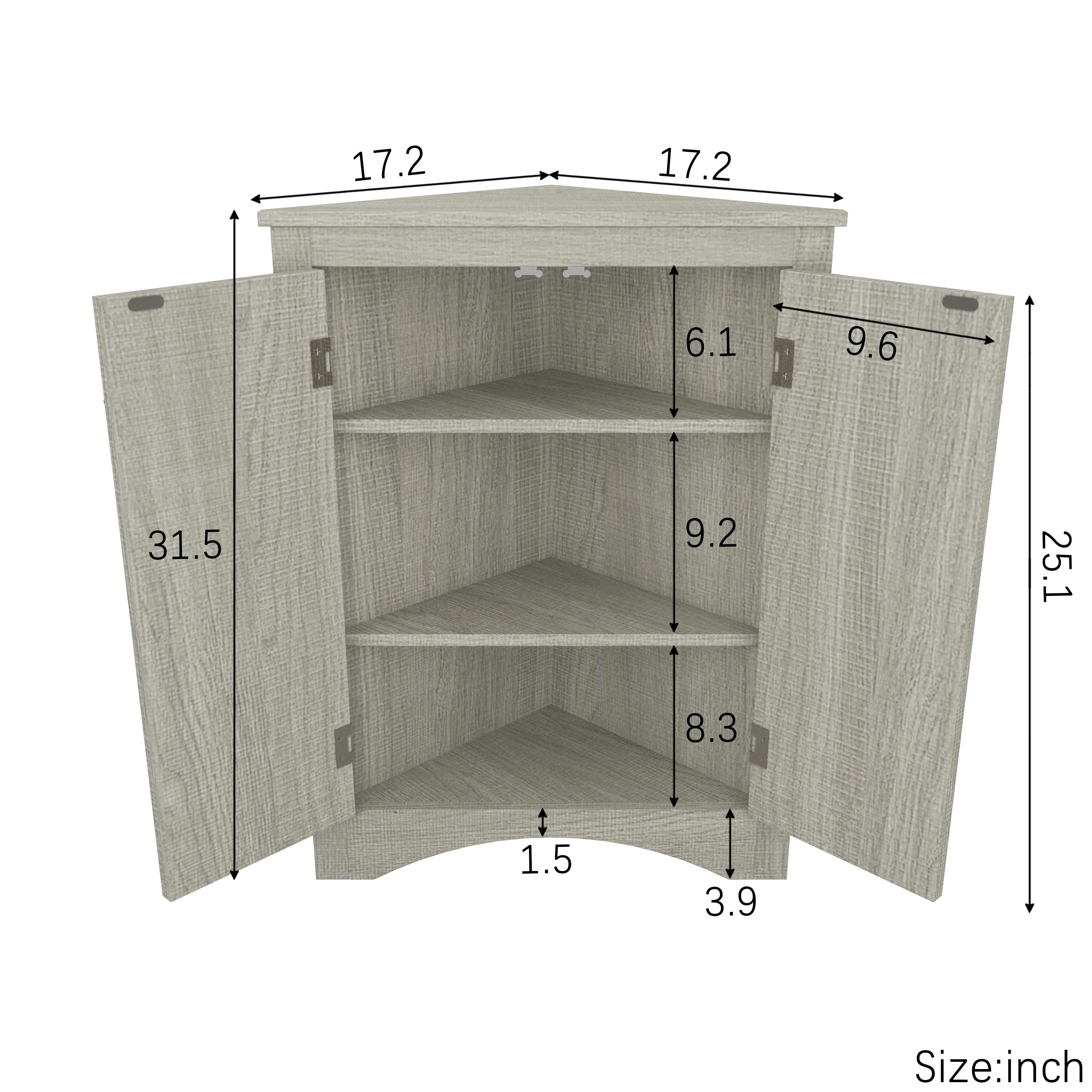 Triangle Bathroom Storage Cabinet with Adjustable Shelves
