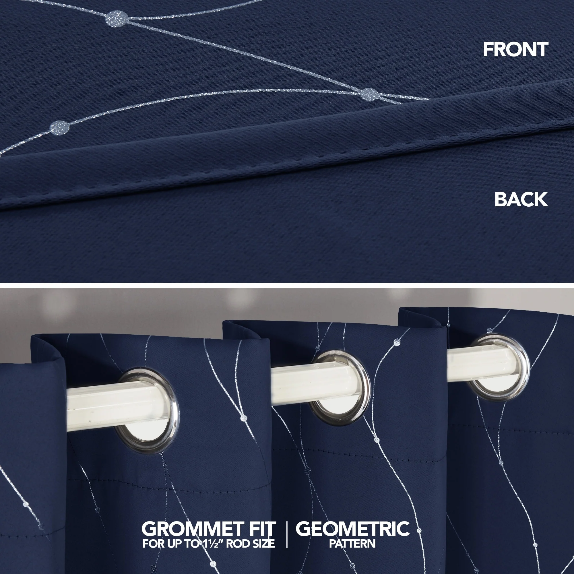 Deconovo Wave Line with Dots 52 Width Curtains Pair(2 Panel)