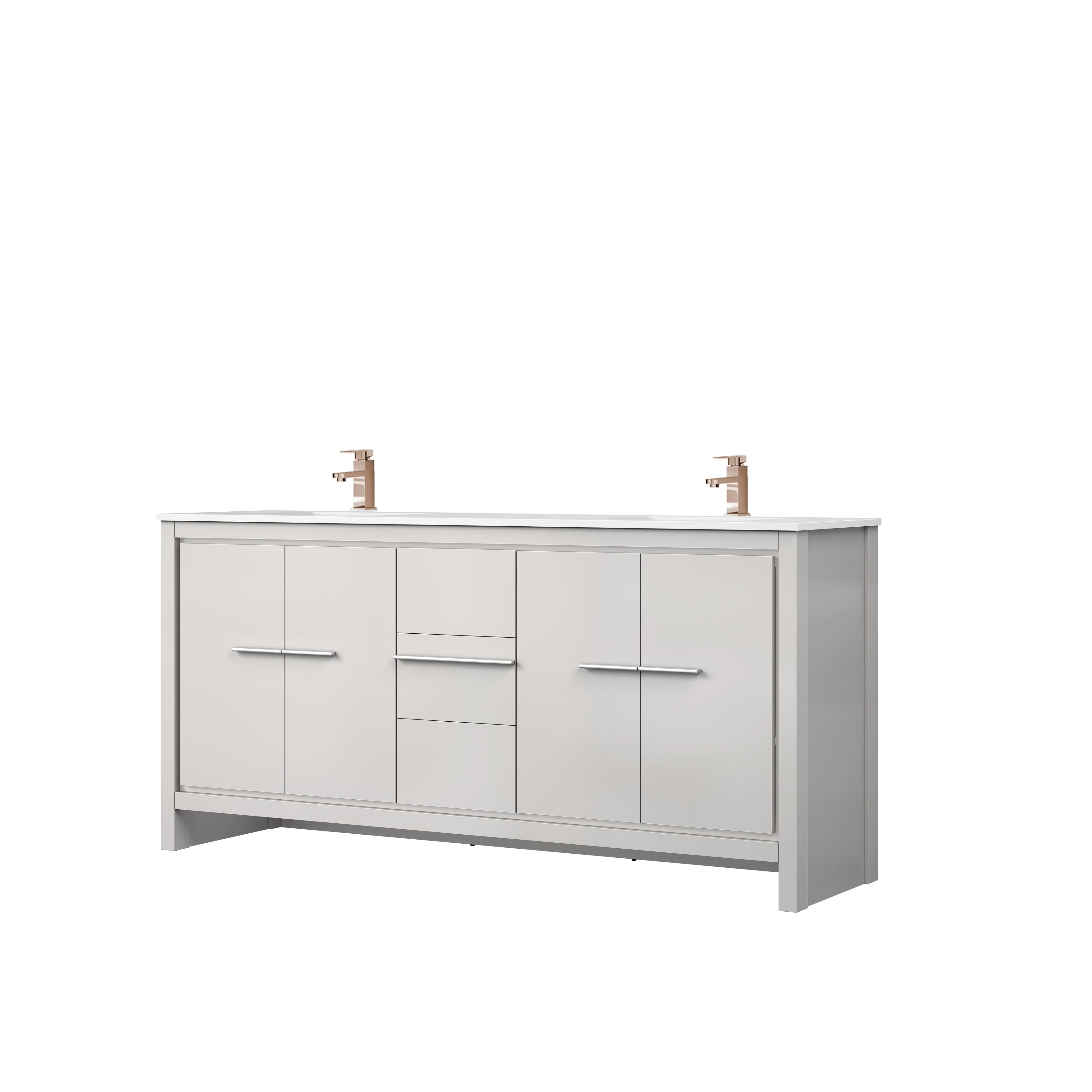 Lafarre Bath Vanity Cultured Marble Top, Sink and Rose Gold Faucet