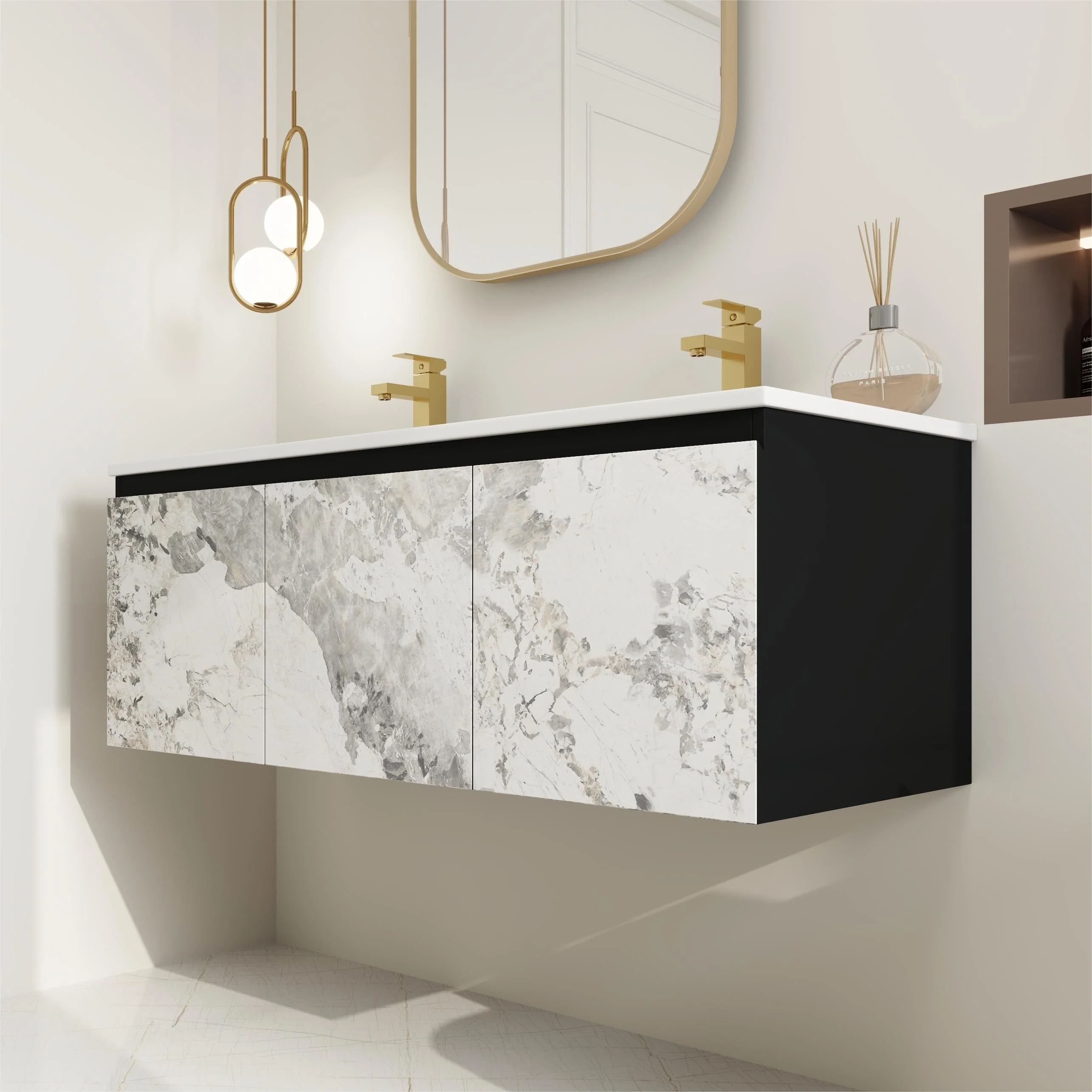 BNK 24/30/48 Inch Double Sink Bathroom Vanity with Soft Close Door