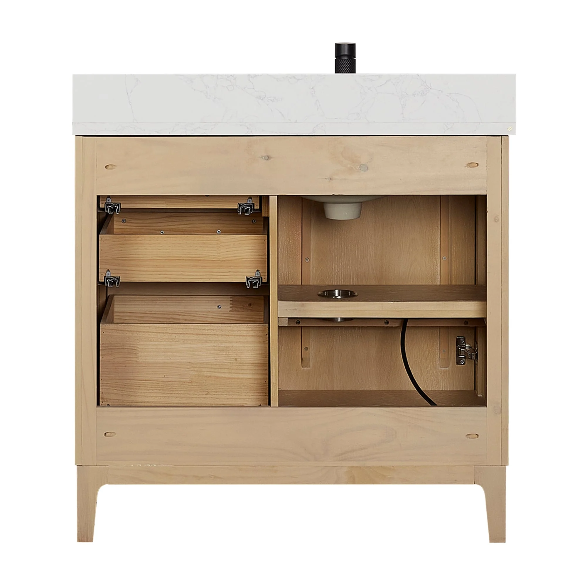 Gara Single Bath Vanity with Composite Stone Top and Mirror