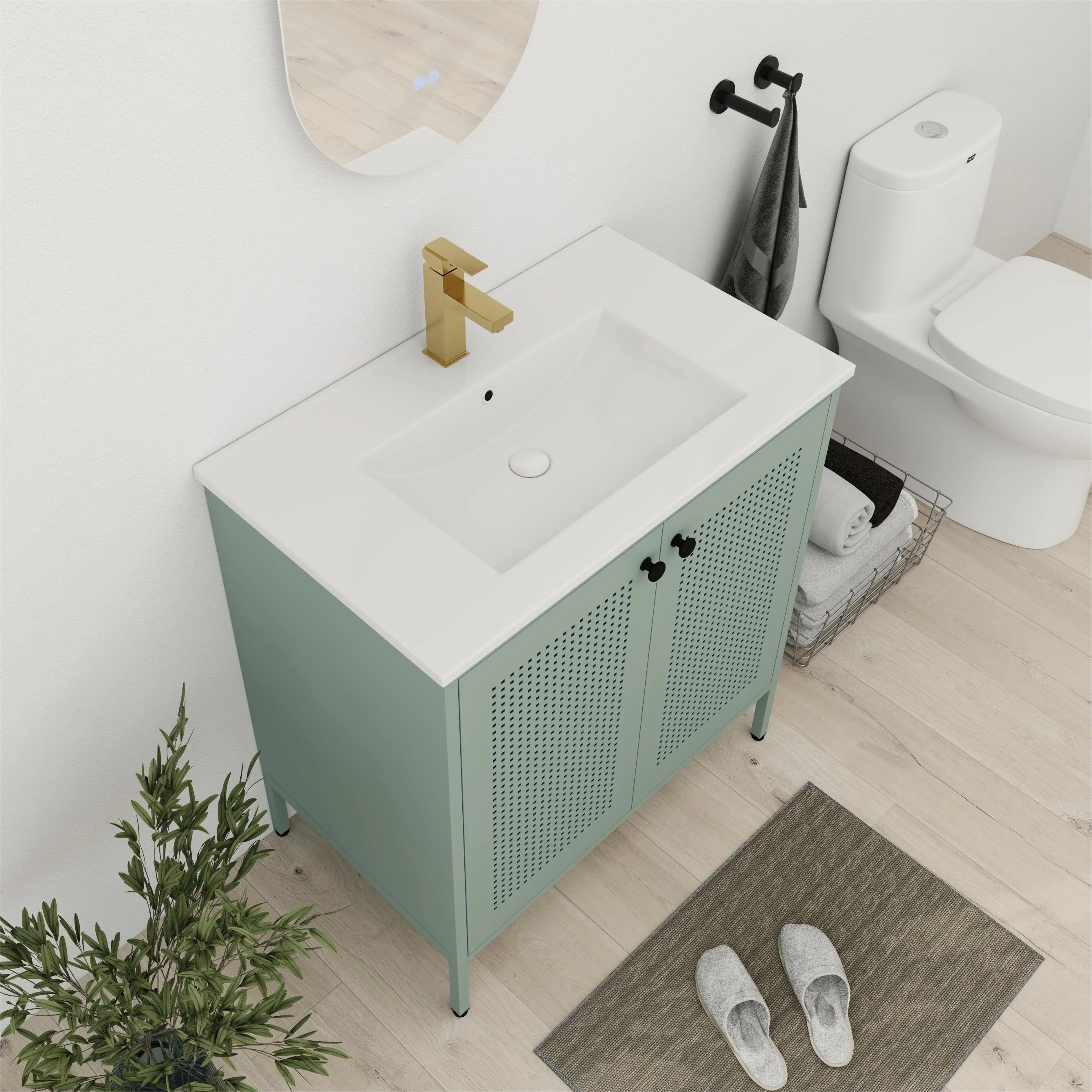 Bathroom Vanity With Sink In 30 Inch, Freestanding Bathroom Vanity With Soft Close Door