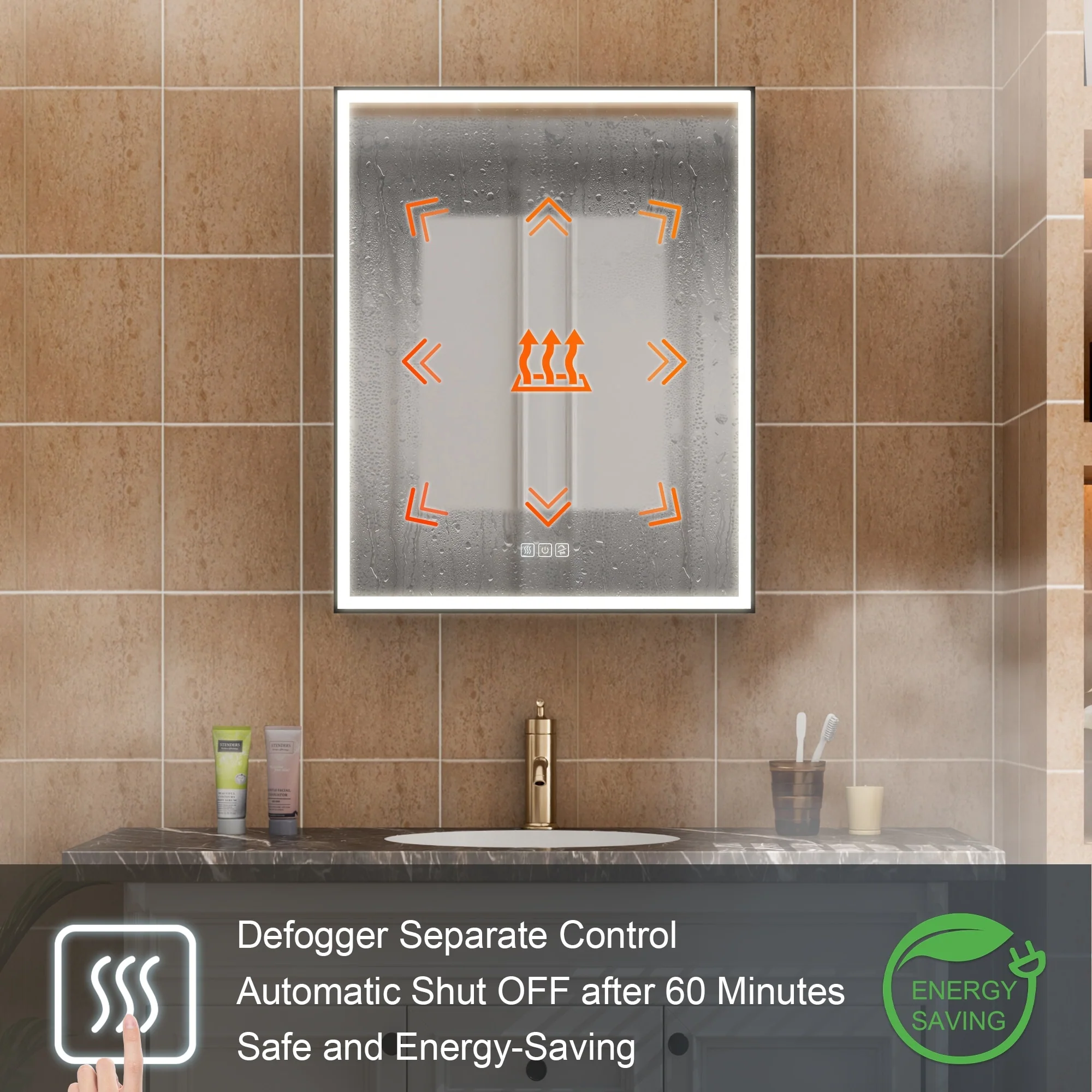 30 in. H Recessed or Surface Wall Mounted LED Mirror Cabinet With Black Side Cabinet