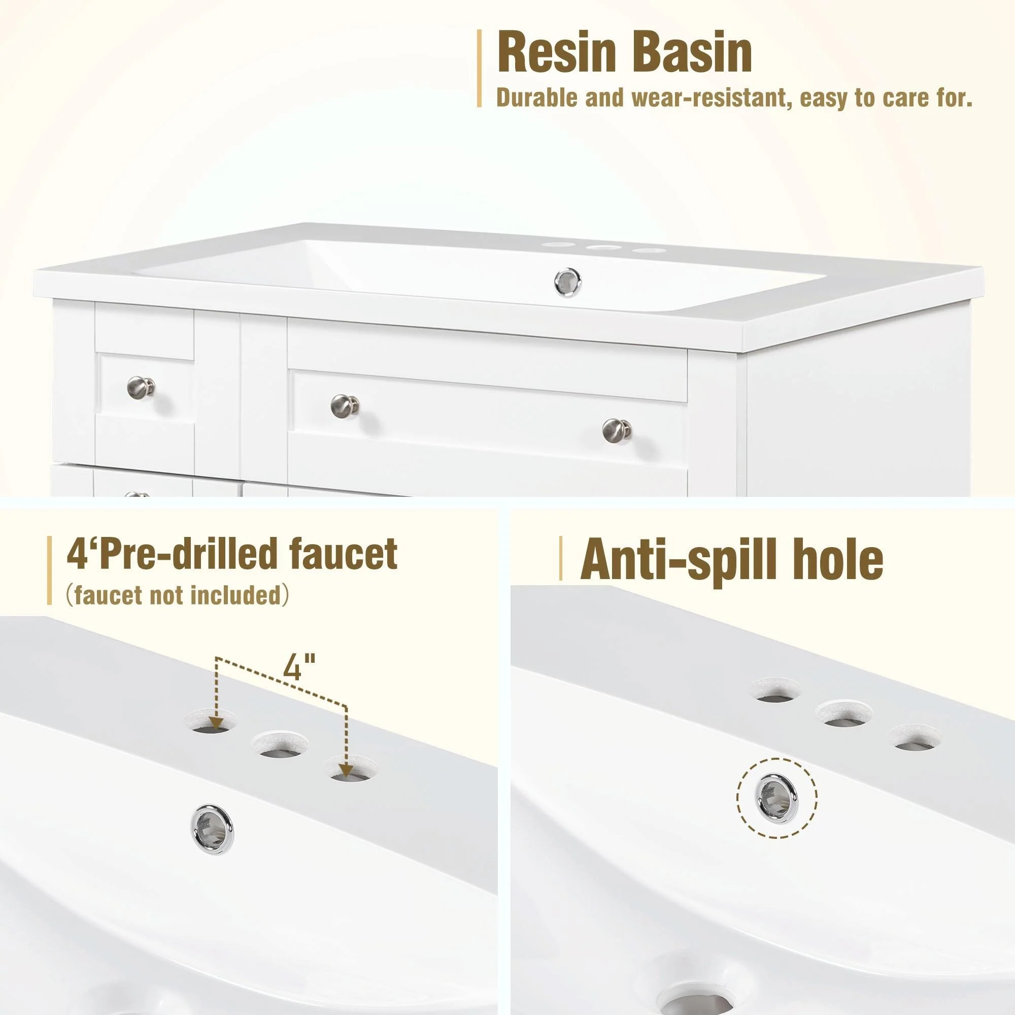 30-Inch Bathroom Vanity with Ceramic Sink Combo