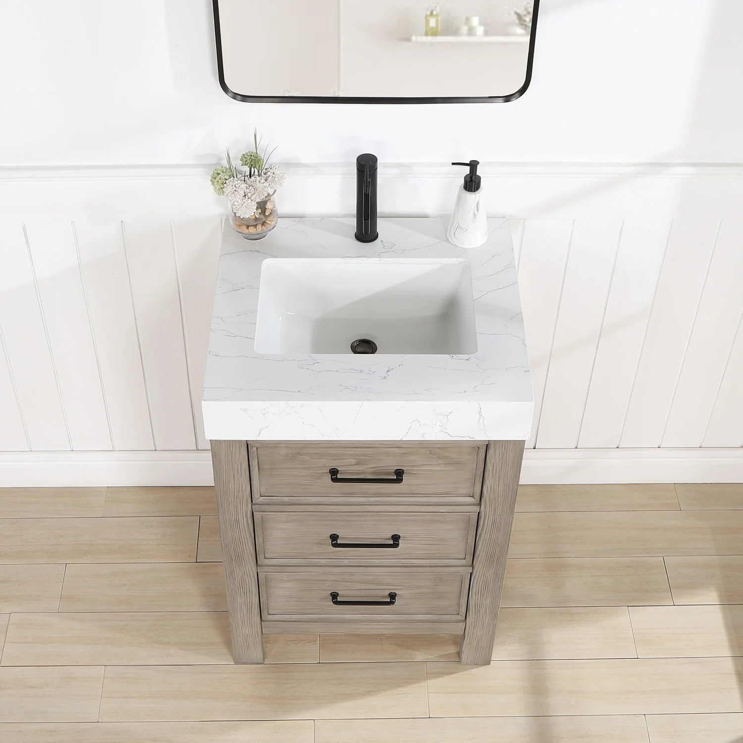 Leon 24 in. Single Bathroom Vanity with Composite Stone Top