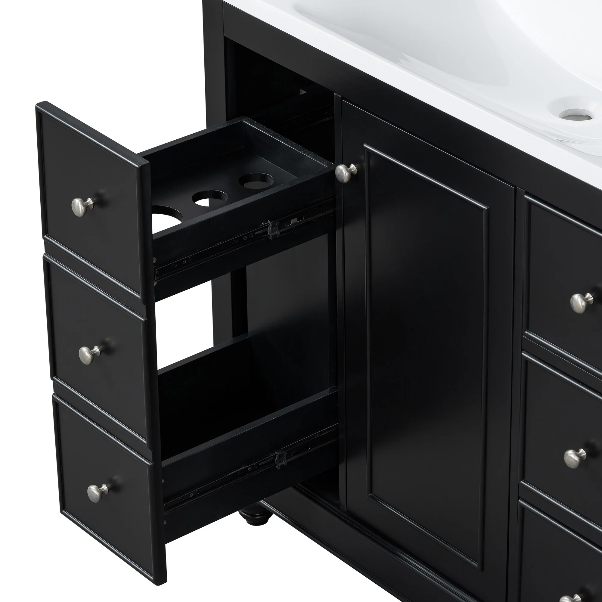 Bathroom Vanity with Sink, Bathroom Vanity Cabinet with 4 Drawers and 1 Door, Storage Cabinet with Adjustable Shelves