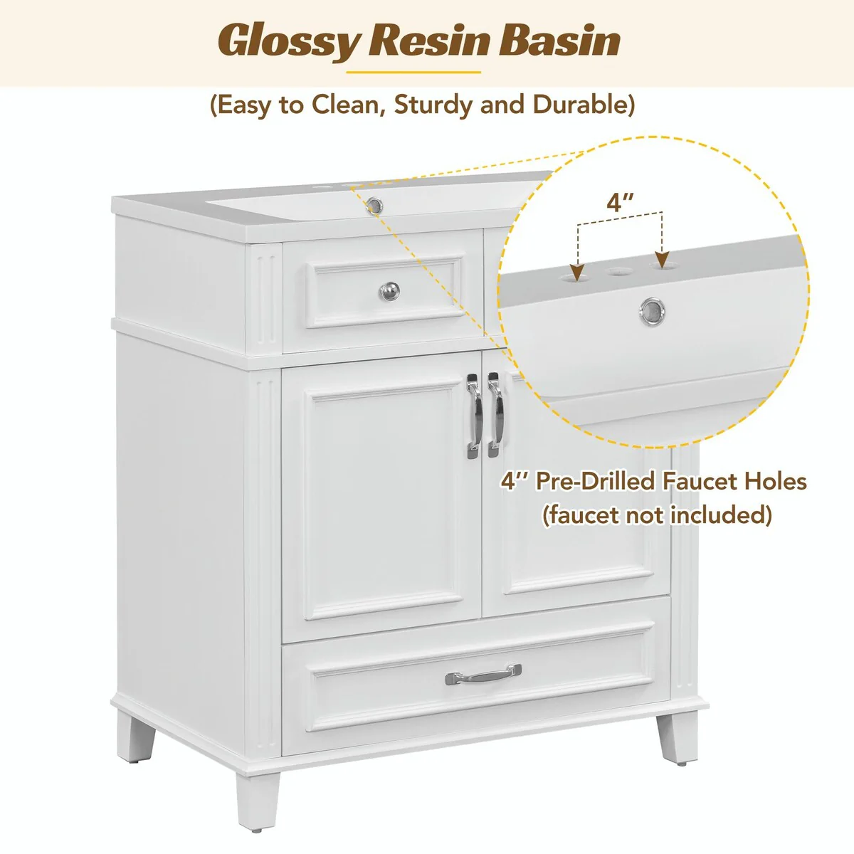 30'' Solid Wood Bathroom Vanity with sink