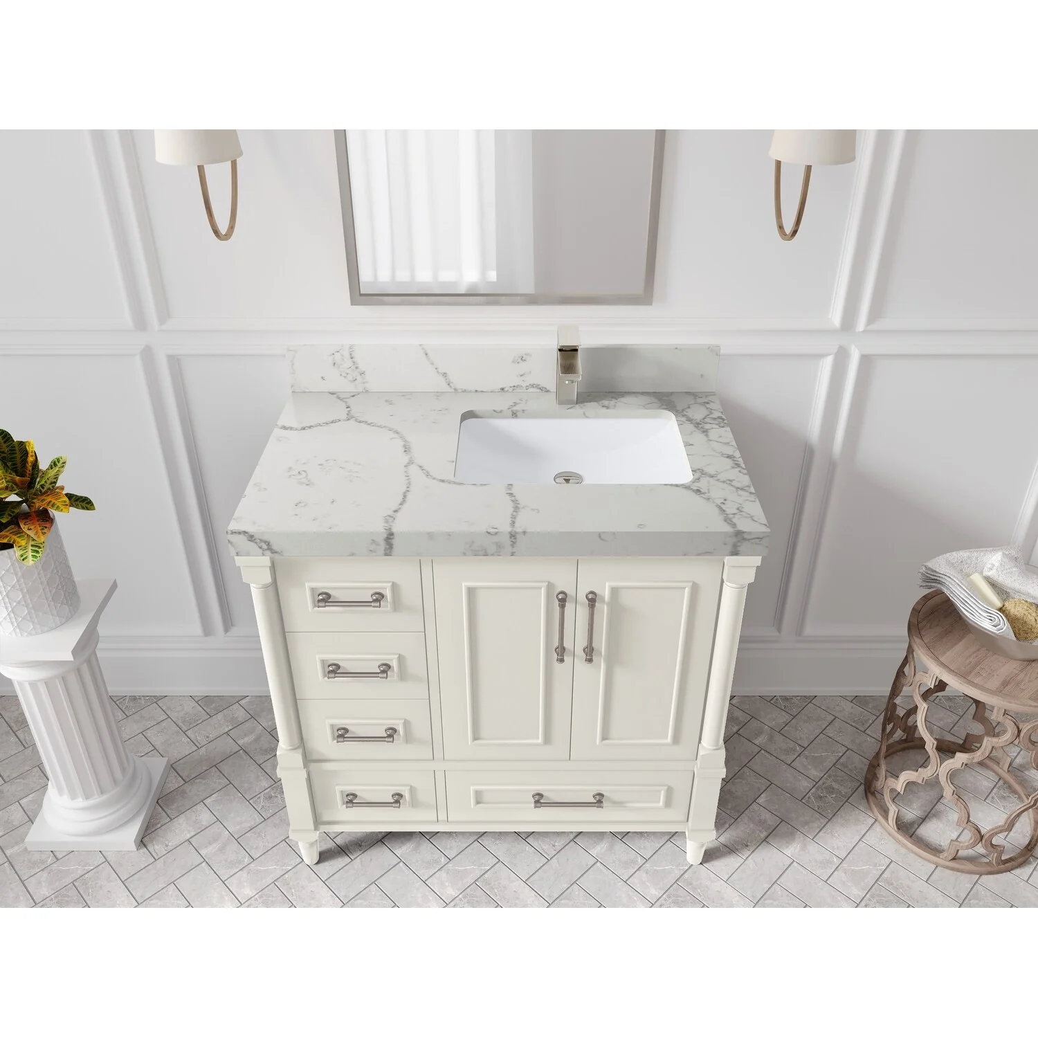 Willow Collections 36 in. W x 22 in. D Aberdeen Right Offset Sink Bathroom Vanity with Countertop