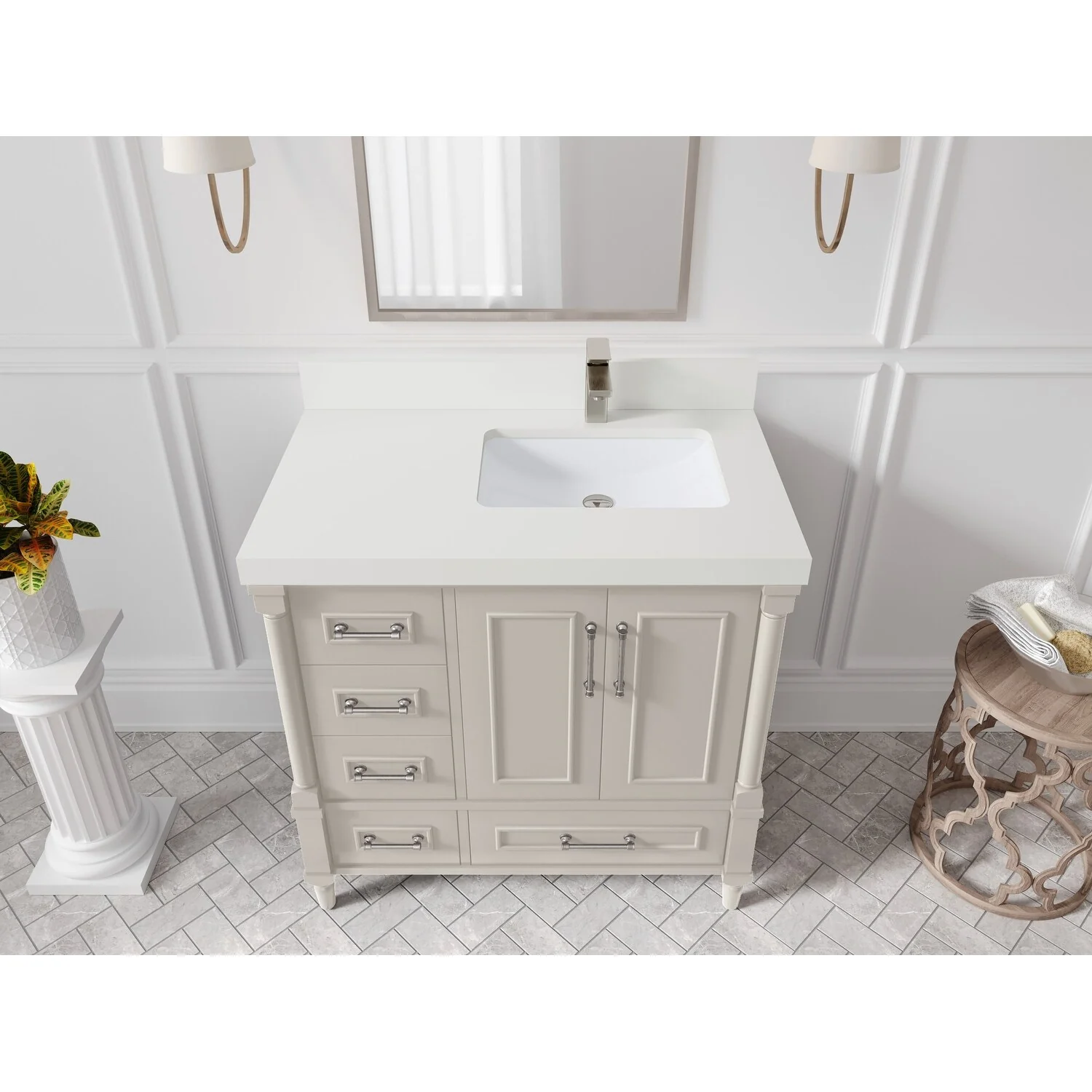 Willow Collections 36 in. W x 22 in. D Aberdeen Right Offset Sink Bathroom Vanity with Countertop