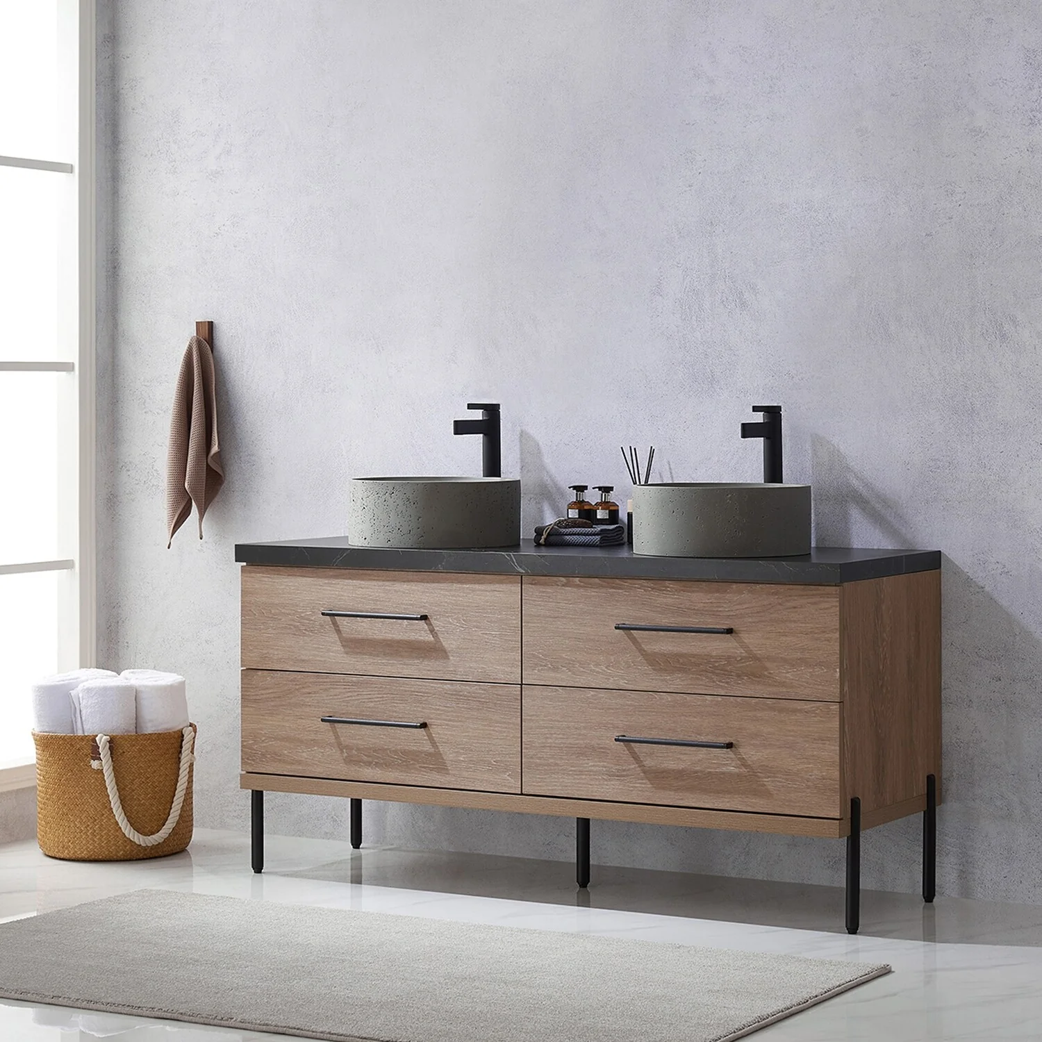 Trento Bath Vanity with Sintered Stone Top with Concrete Sink (R)