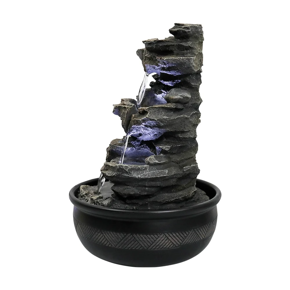 15.7'' H Tabletop Indoor Rock Waterfalls Fountains with LED Light