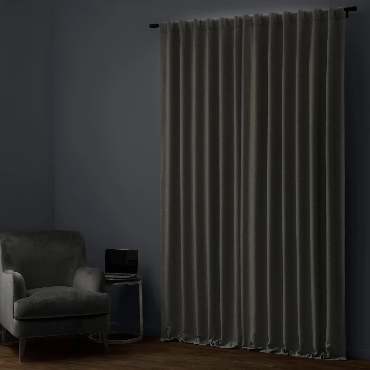 Exclusive Fabrics Faux Linen 100% Blackout Curtains Heat and Light Blocking - (1 Panel)