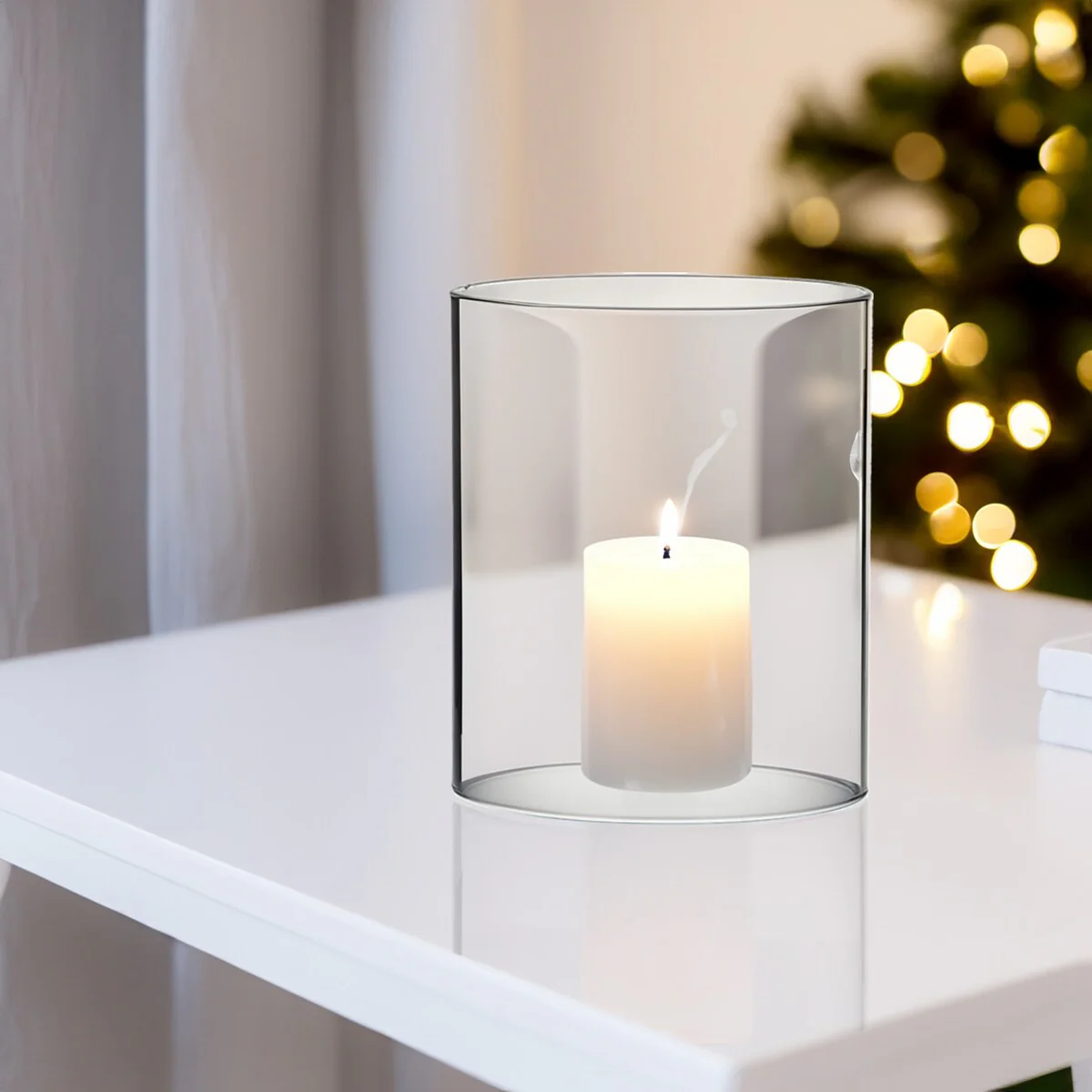 Clear Glass Cylinder Hurricane Chimney Tube, Candle Cover - 1 Piece