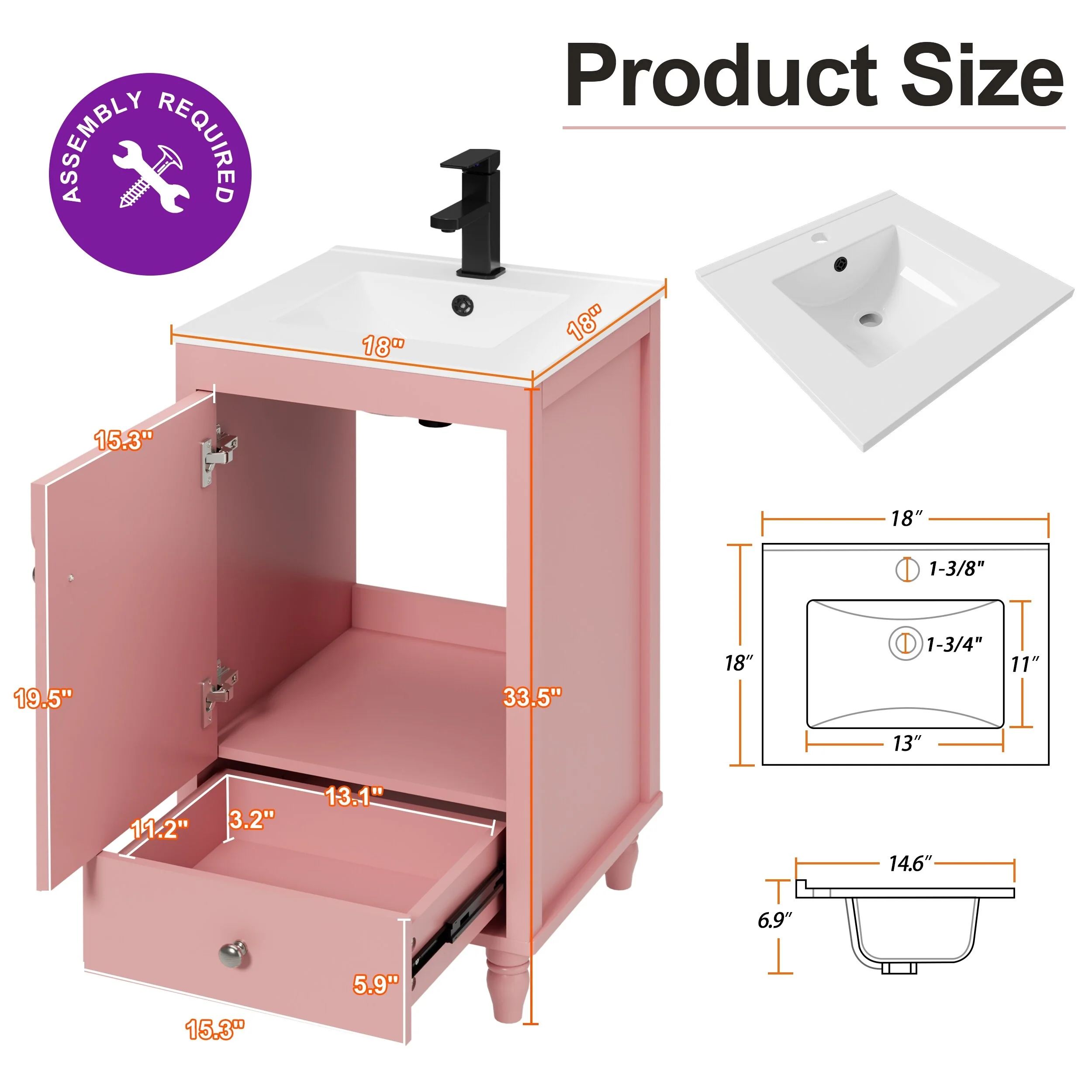 Lace Trim Freestanding Bathroom Vanity Set - Perfect for Bathrooms