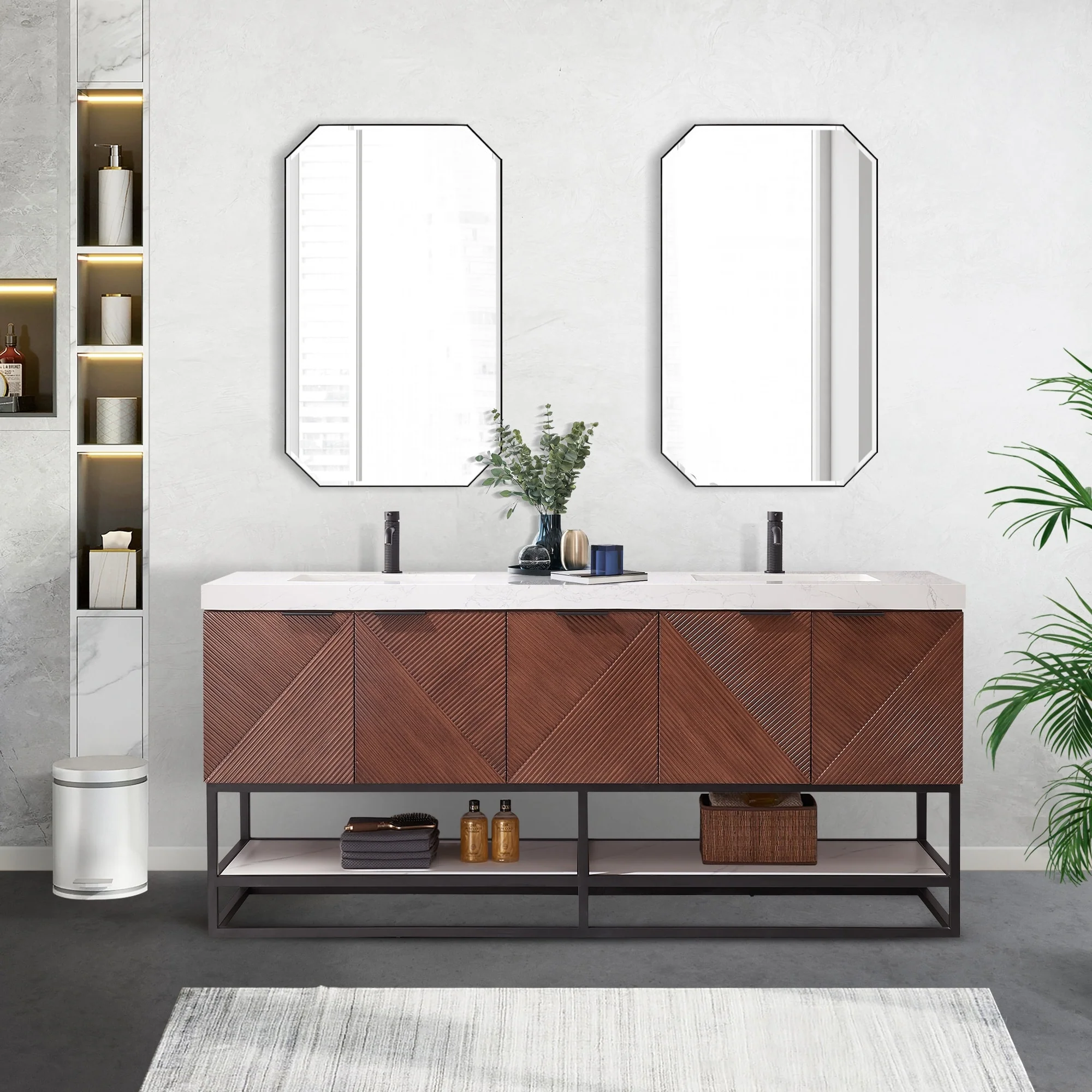 Mahon Double Bath Vanity with Composite Stone Top without Mirror