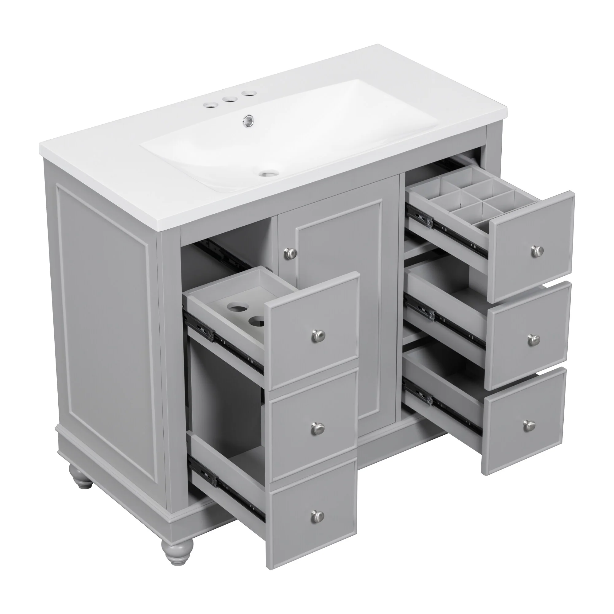 Bathroom Vanity with Sink, Bathroom Vanity Cabinet with 4 Drawers and 1 Door, Storage Cabinet with Adjustable Shelves