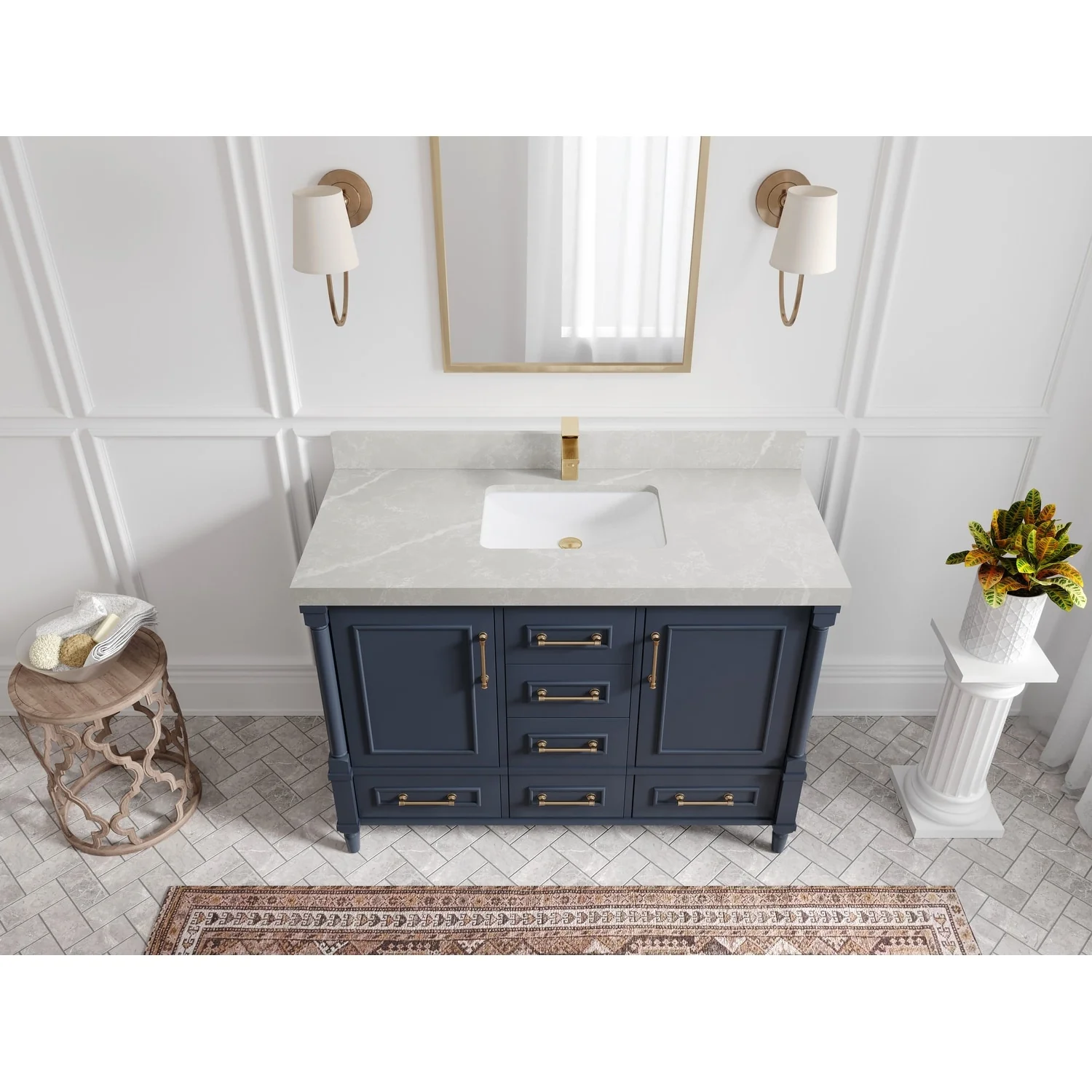 Willow Collections 48 in. W x 22 in. D Aberdeen Single Bowl Sink Bathroom Vanity with Countertop