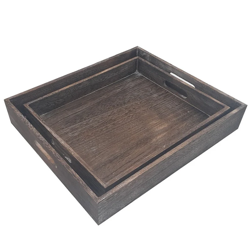 Set of 2 decorative wooden serving tray - 8'6