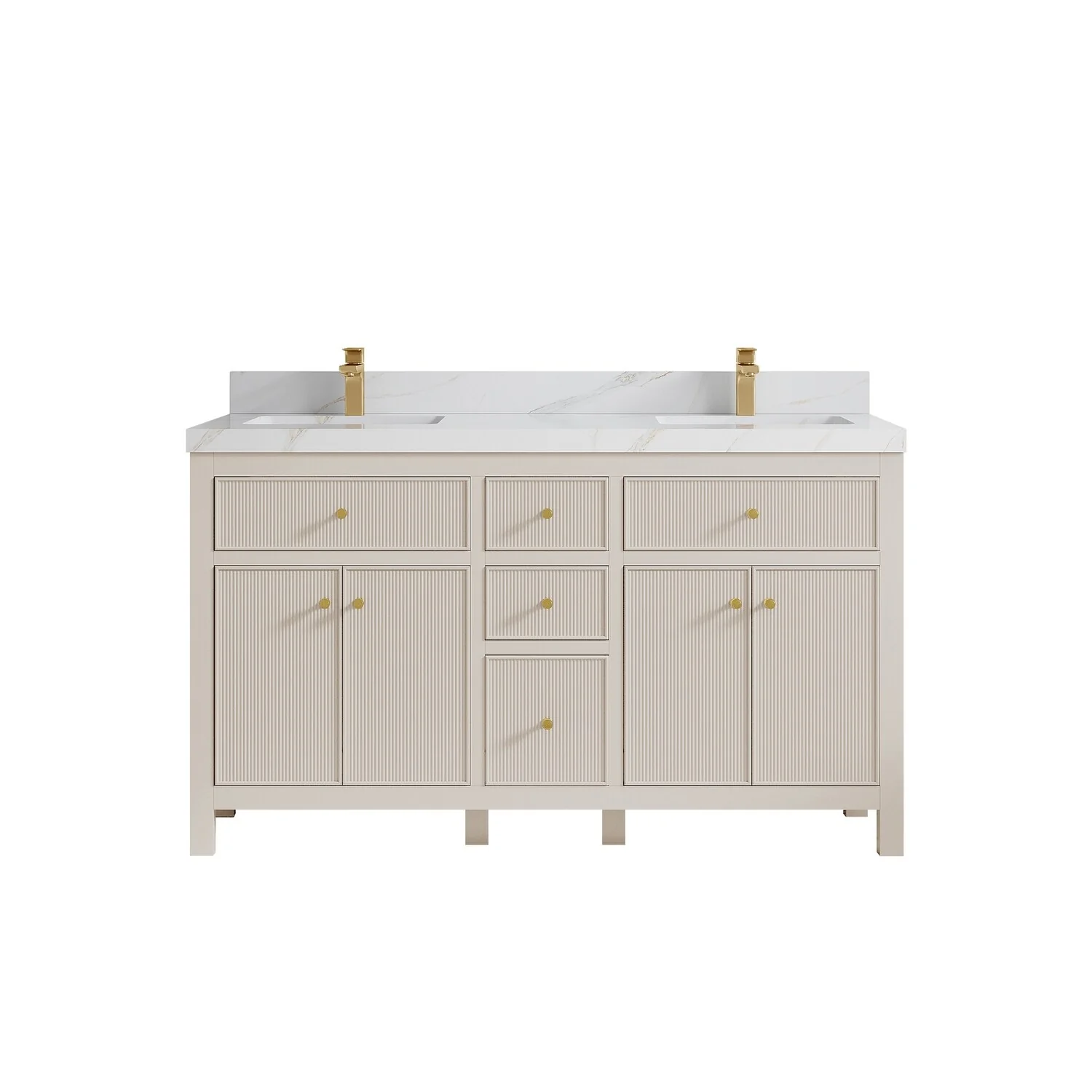 Willow Collections 60 in. W x 22 in D. Sonoma Free Standing Reeded Double Sink Bathroom Vanity with Countertop