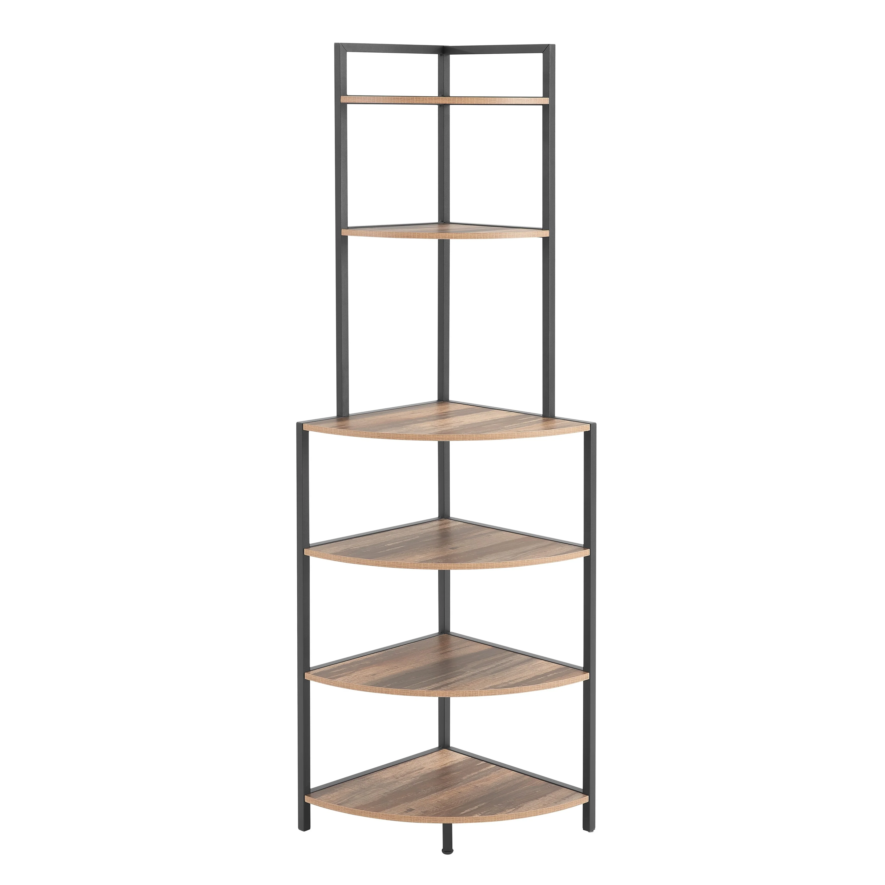 Modern Corner 6-Tier Open Shelf Wood Bookcase
