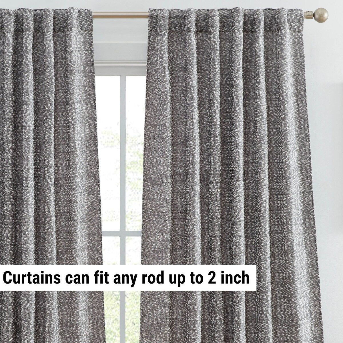 HLC.ME Easton Jacquard Slub Texture - Privacy Curtains with Back Tab Rod Pocket Lightweight Window Curtains Panels, Set of 2