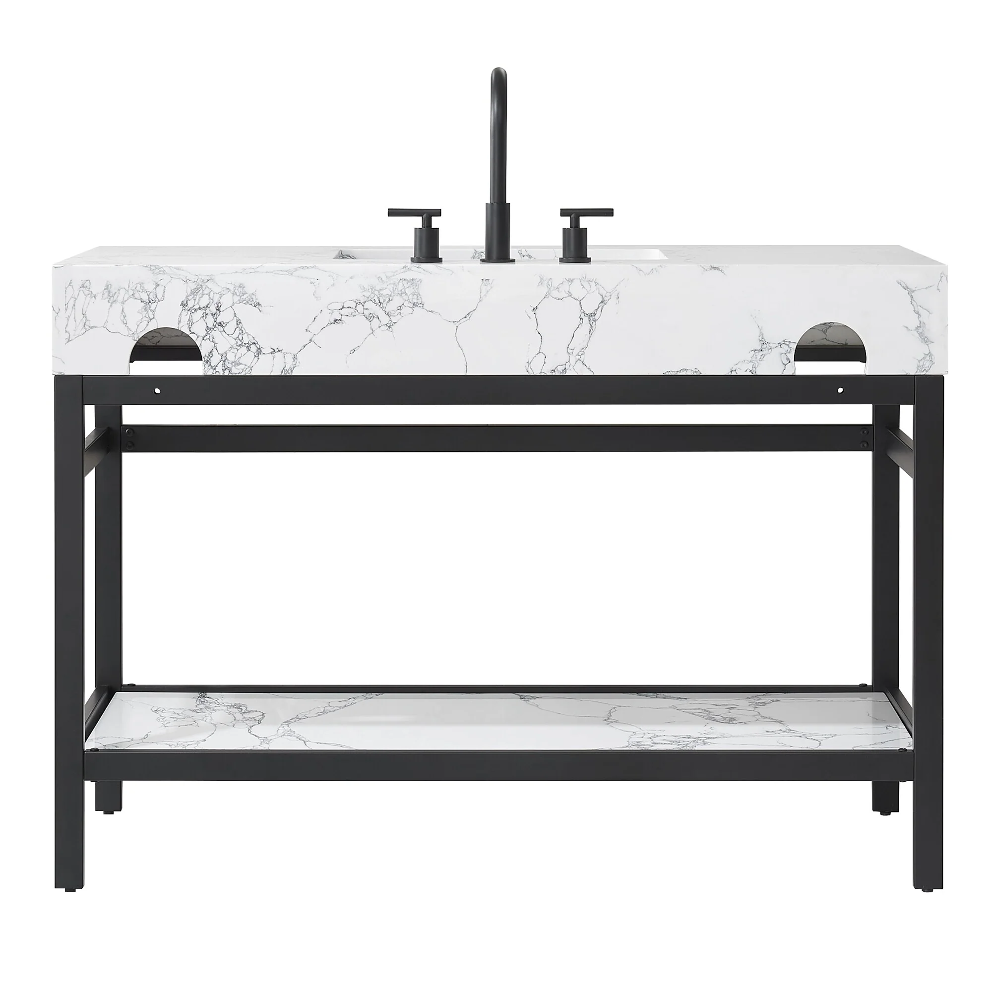 Ecija Bath Vanity, Metal Support with Composite Stone Top, no Mirror