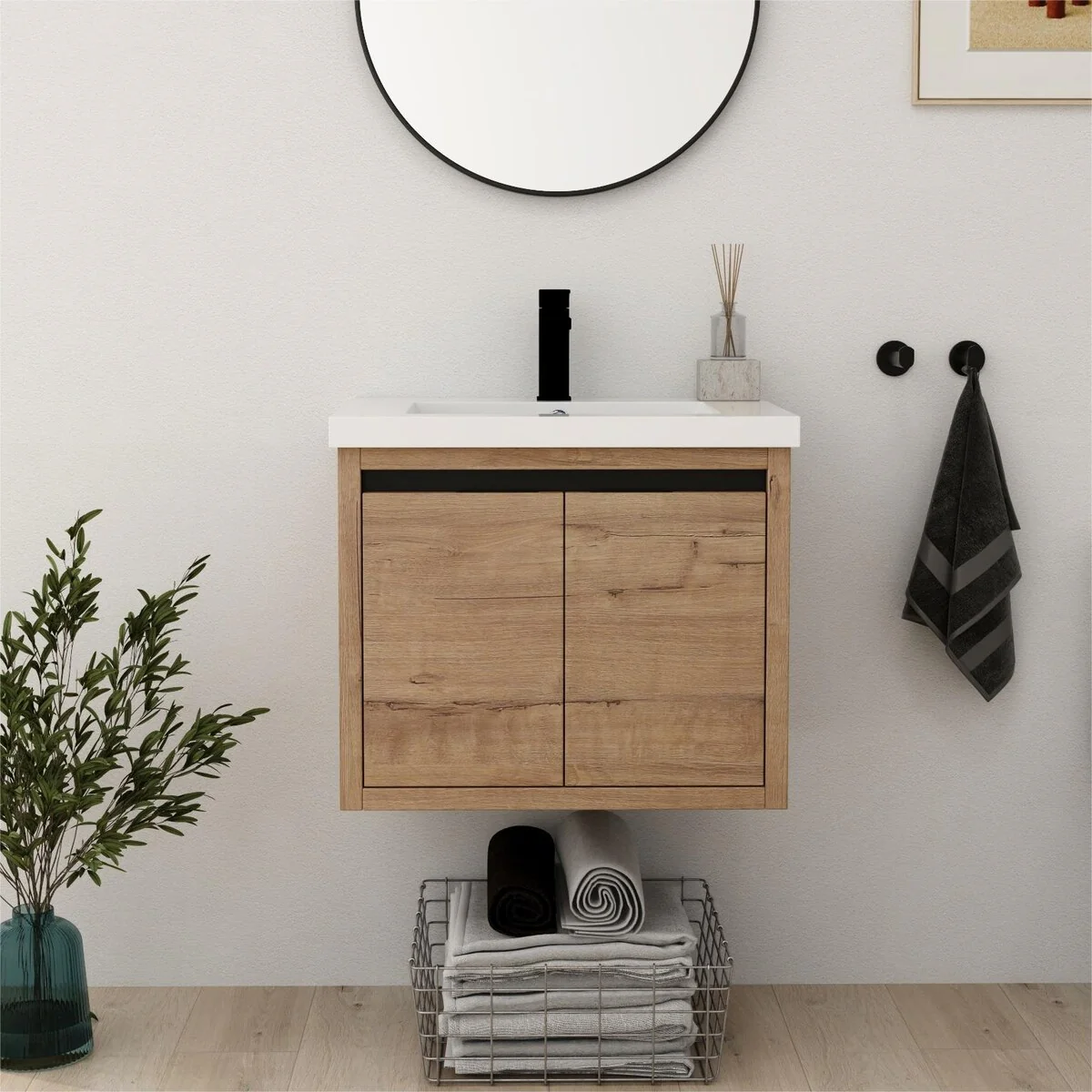 Bathroom Vanity With Sink In 24 Inch, Floating Bathroom Vanity With Soft Close Door