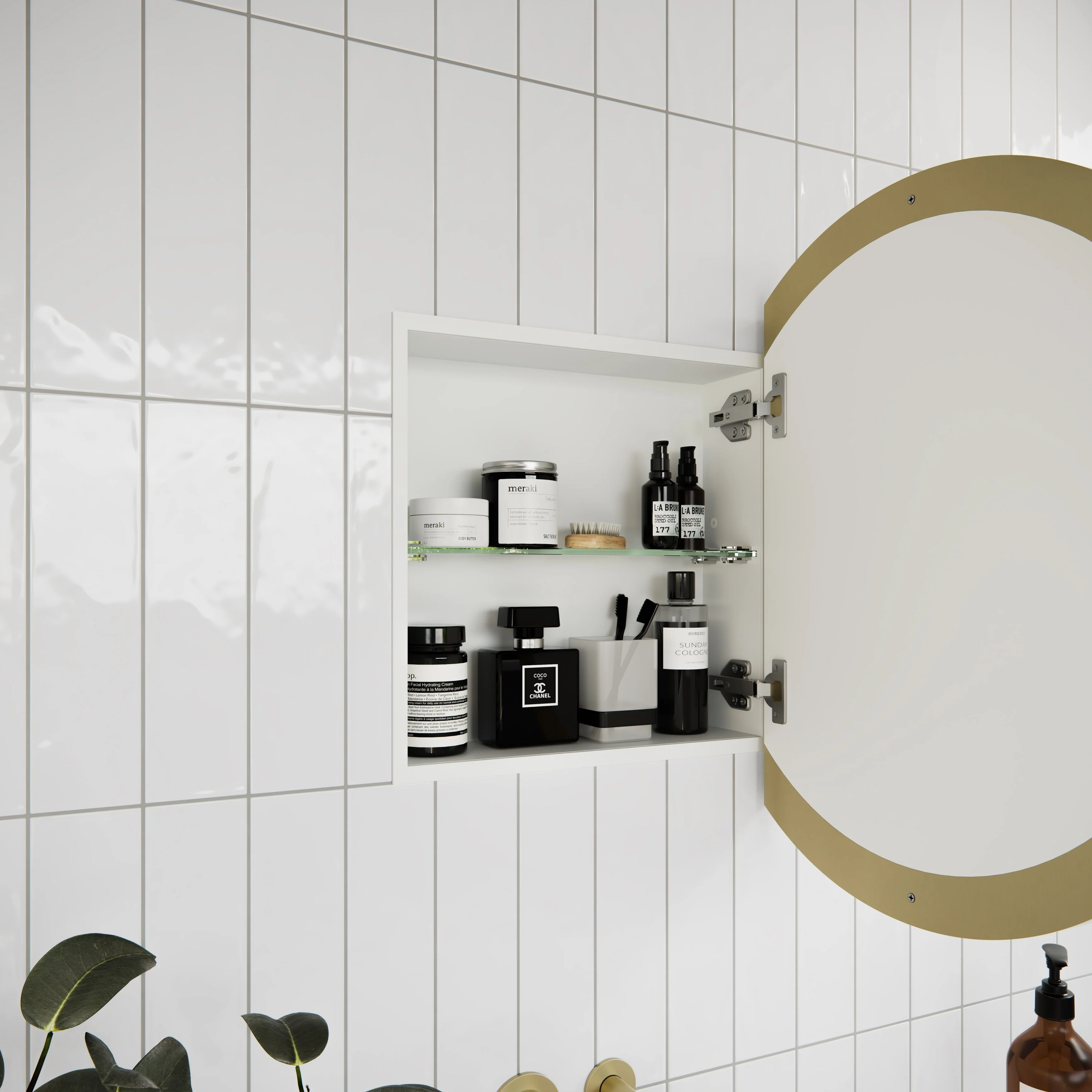 One Door Steel Frame Round Shape Medicine Cabinet