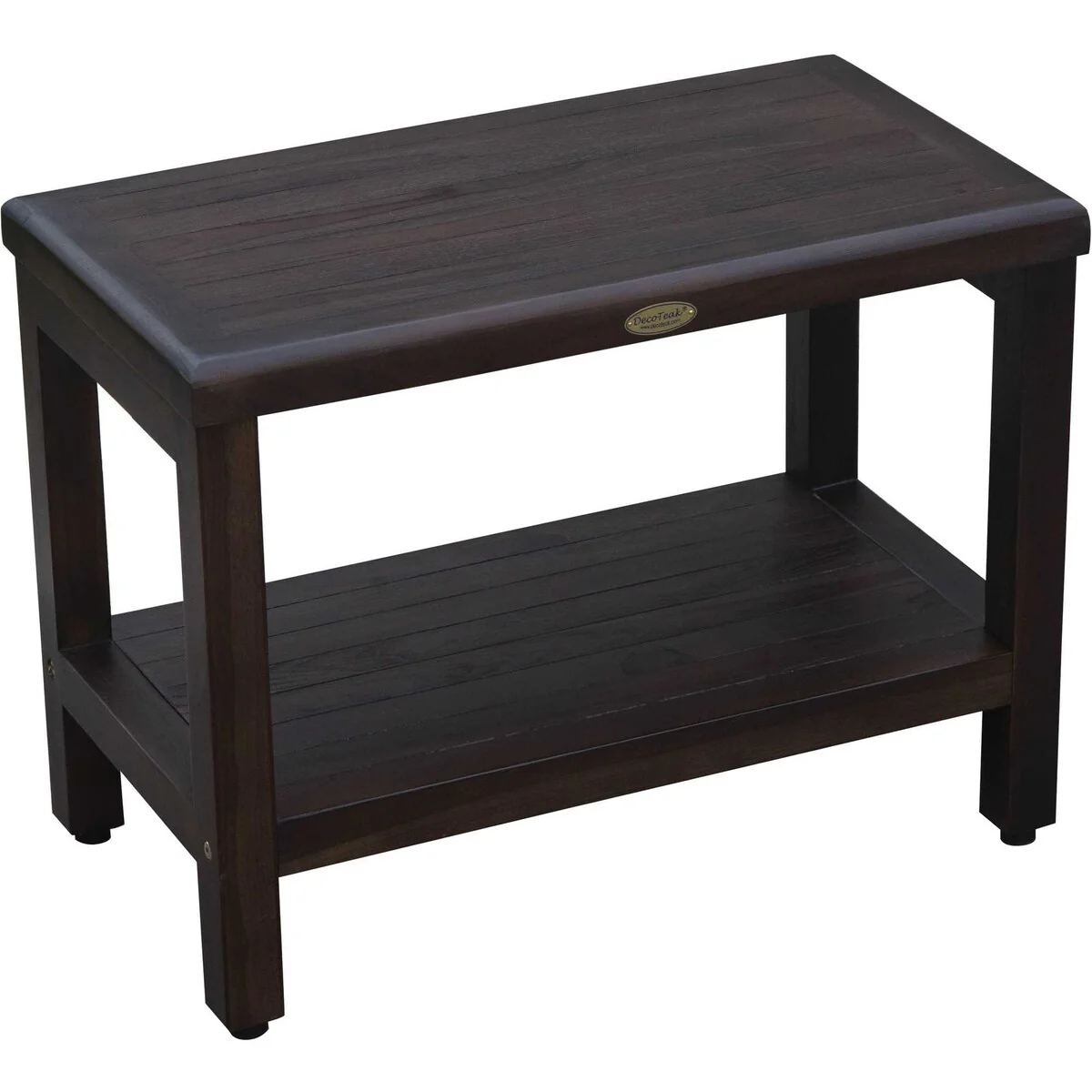 HomeRoots Compact Rectangular Teak Shower / Outdoor Bench in Brown Finish