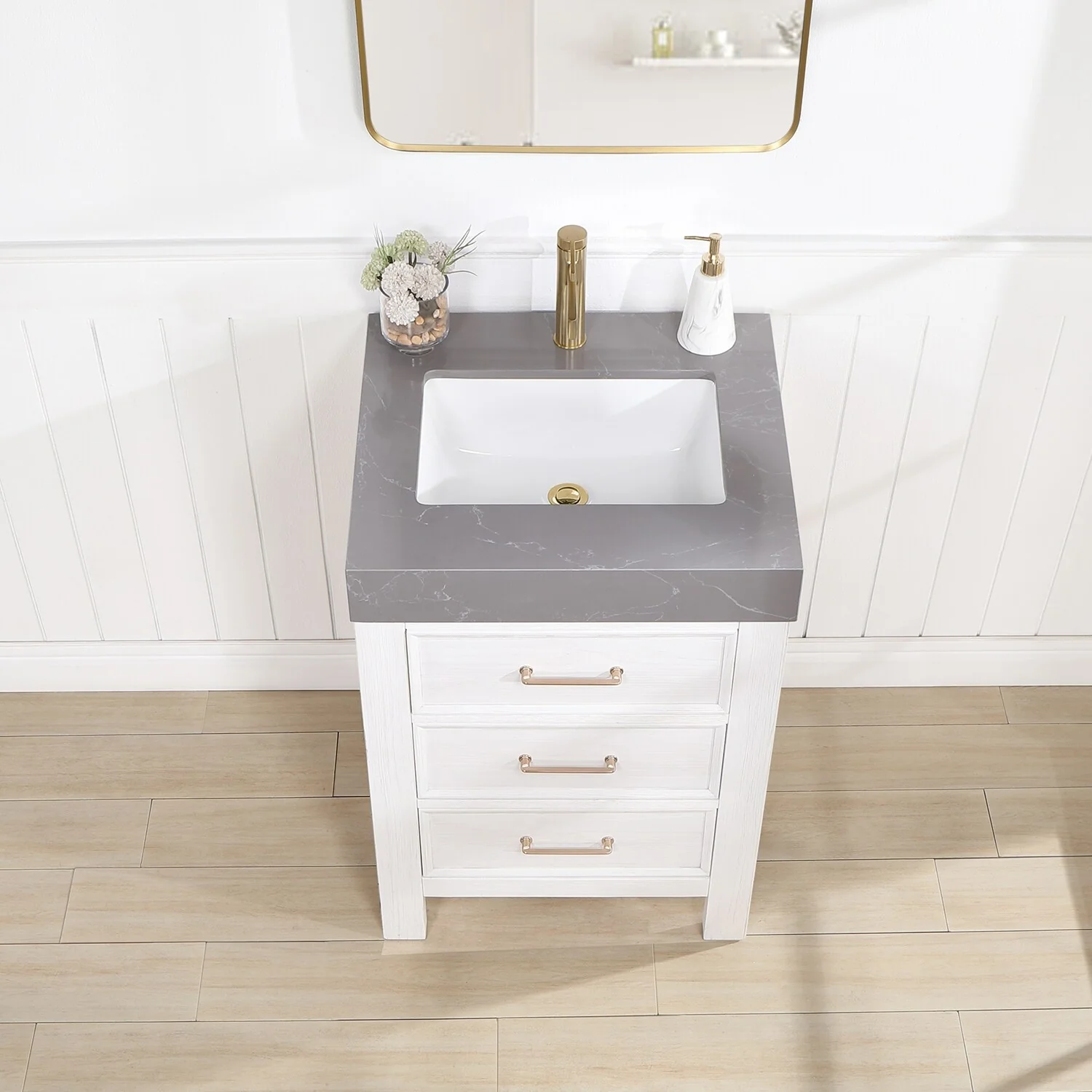 Leon 24 in. Single Bathroom Vanity with Composite Stone Top